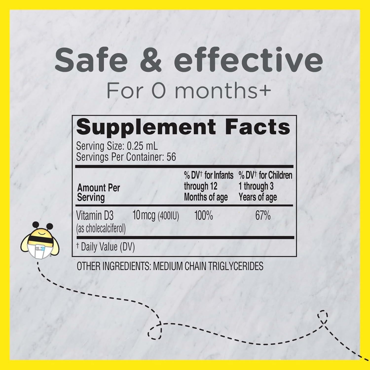 Gotas de Vitamina D Zarbee para Bebés 400 UI 13.93 ml