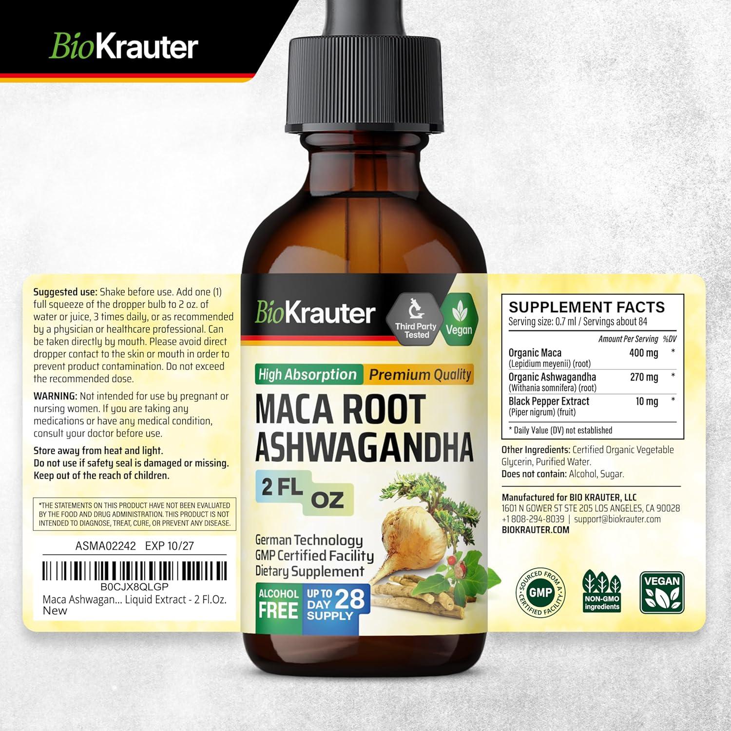 Tinctura de Raíz de Maca y Ashwagandha Bio Krauter 59 ml