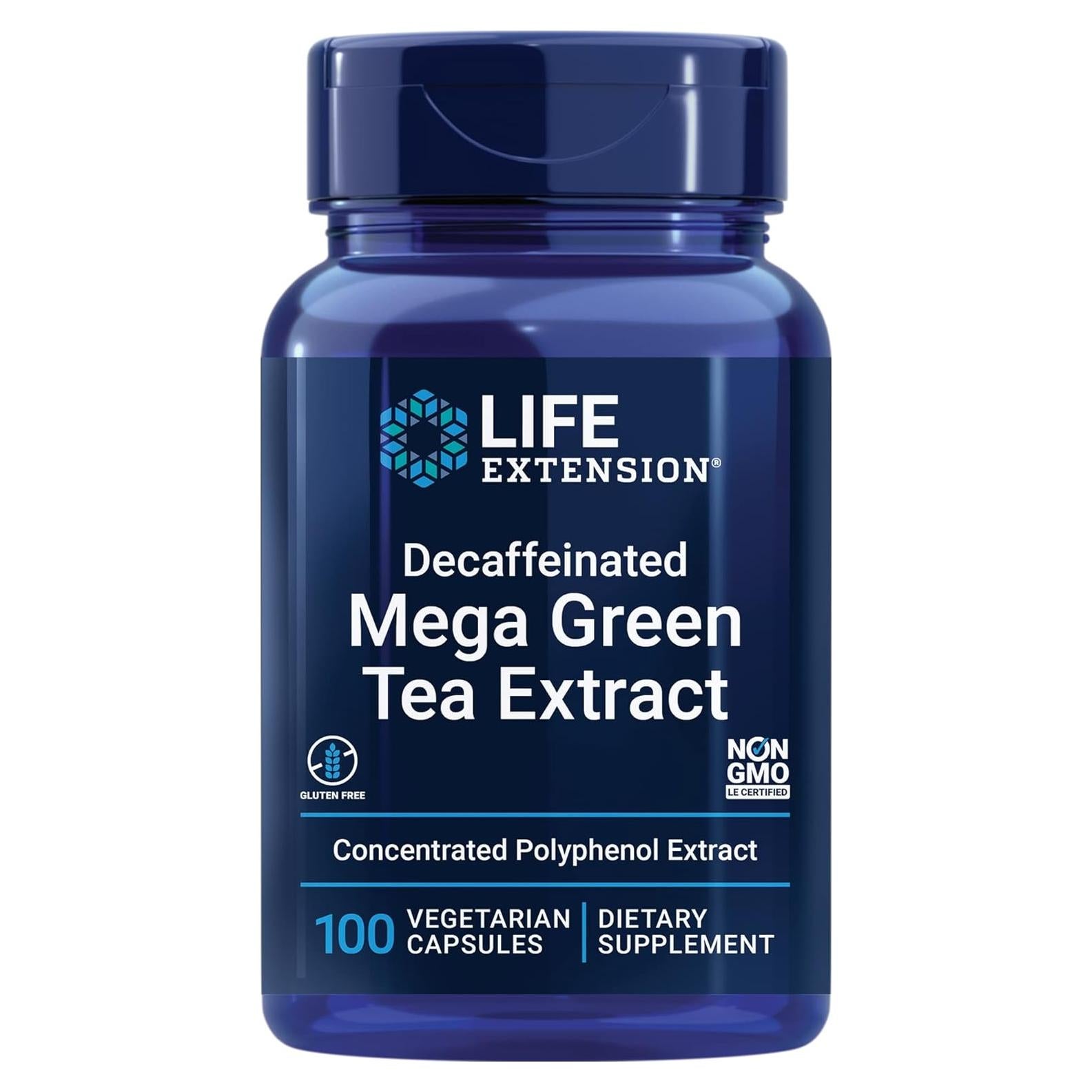 Extracto de Té Verde Mega Descafinado Life Extension 100 Cápsulas