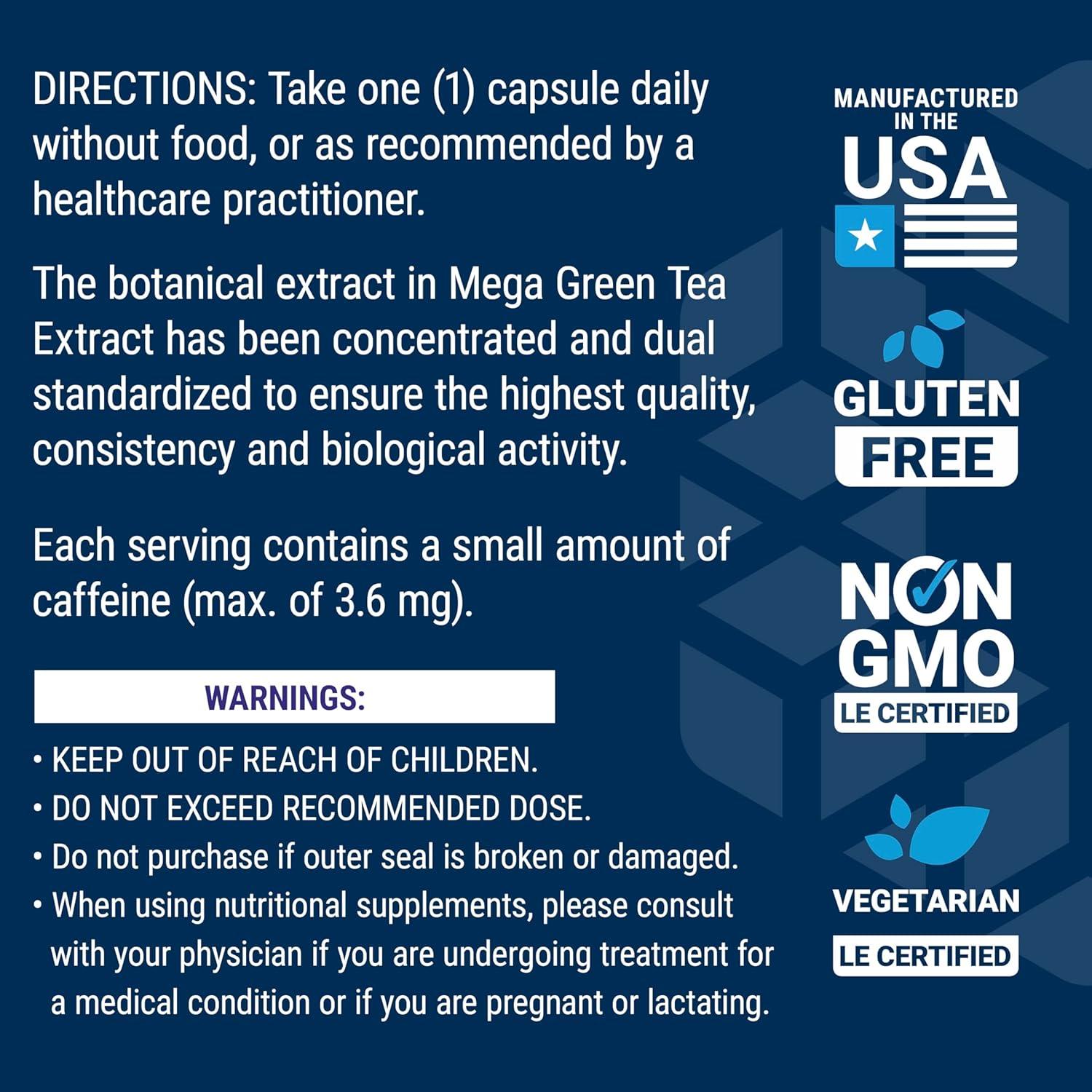 Extracto de Té Verde Mega Descafinado Life Extension 100 Cápsulas