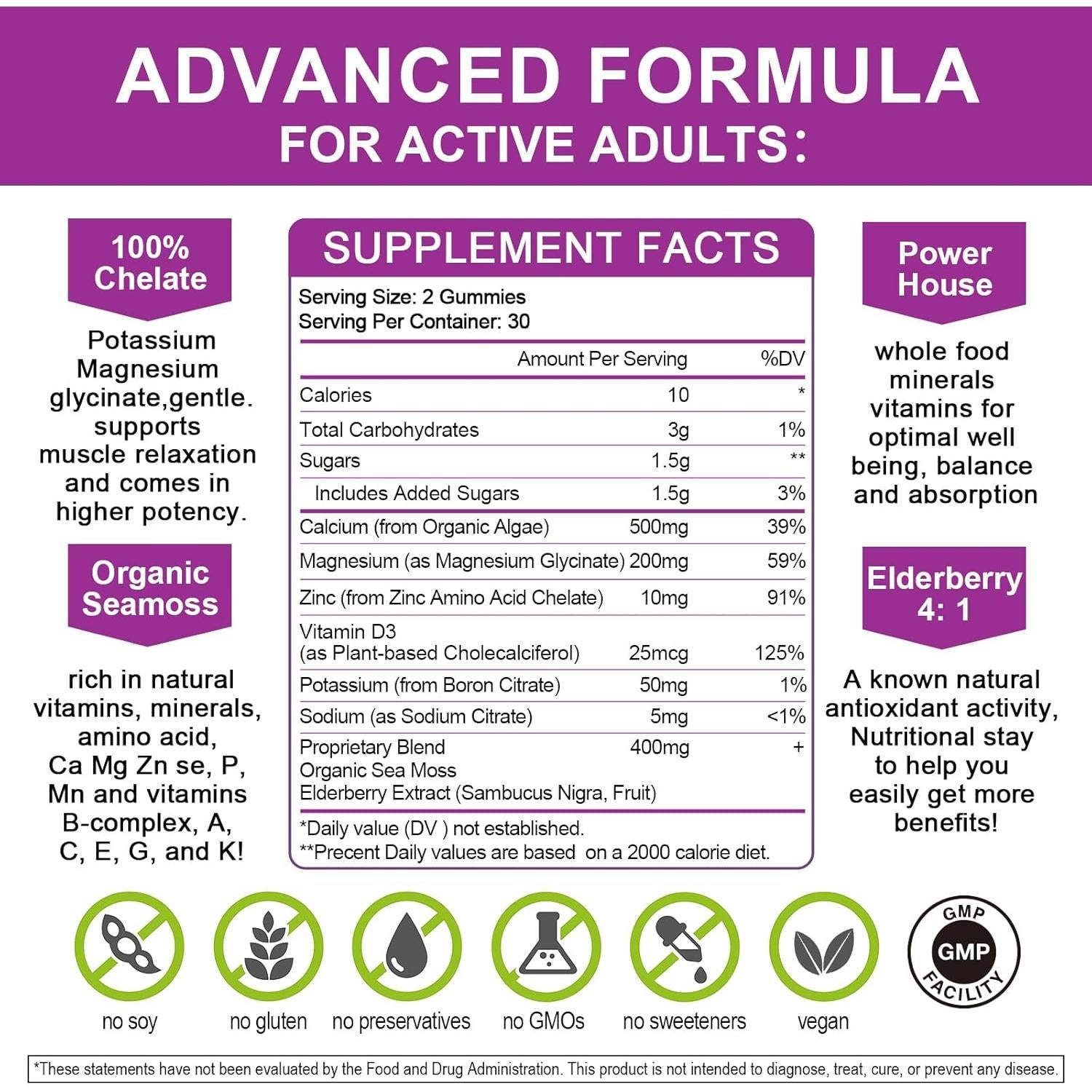 Gomitas de Calcio Magnesio Zinc Mulittea 200mg - 2 Paquetes