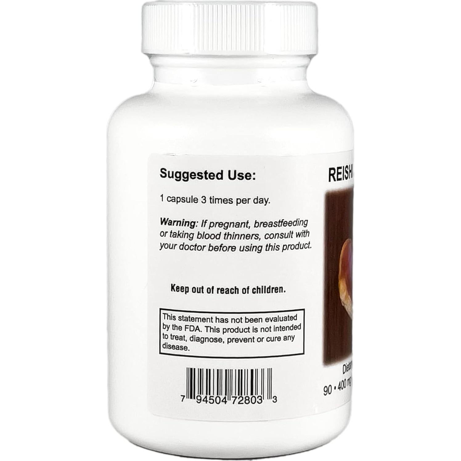 Cápsulas Vegetarianas de Hongo Reishi Puro Nutrición Suprema 90 Unidades