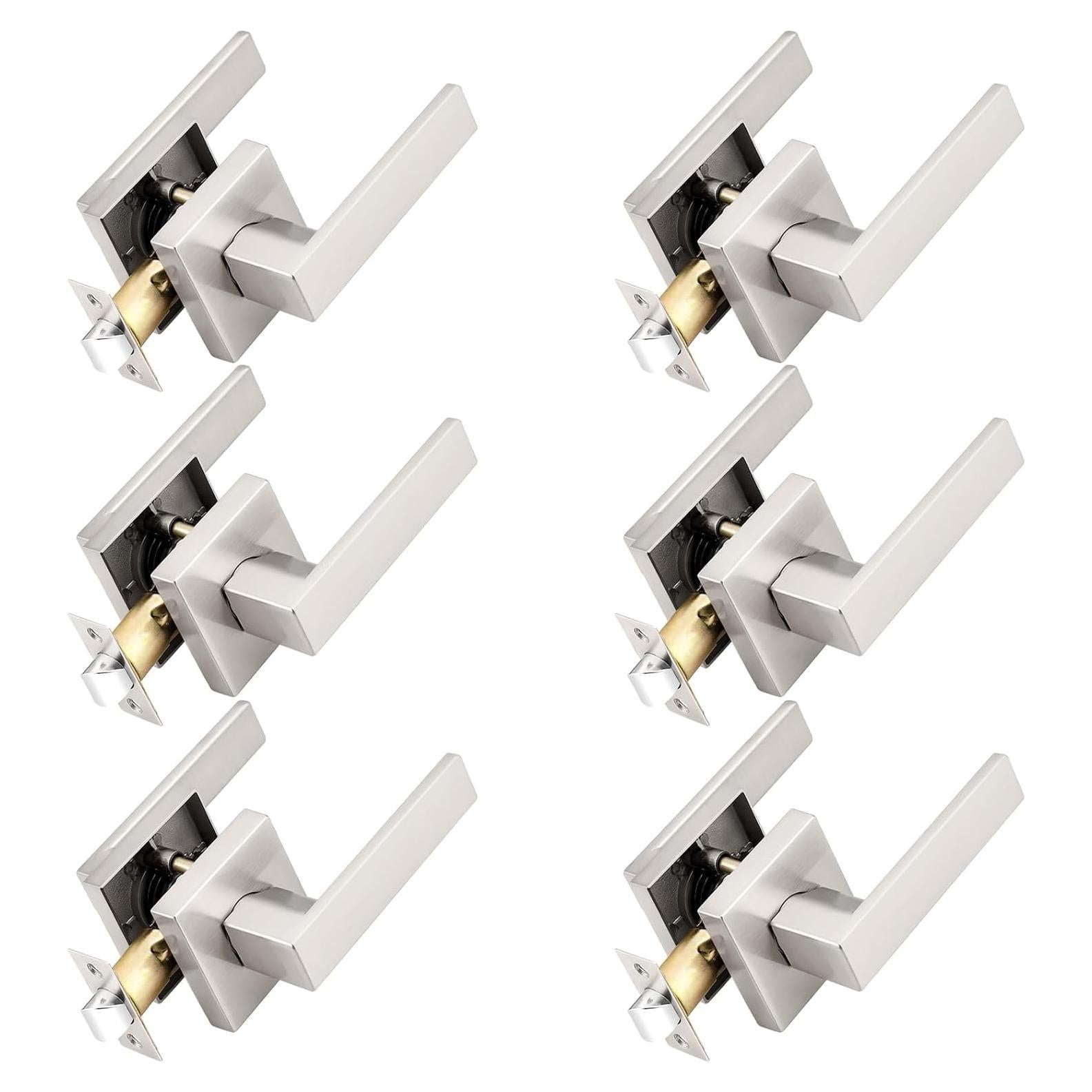 Juego de manijas Probrico sin llave 6 paquetes níquel cepillado