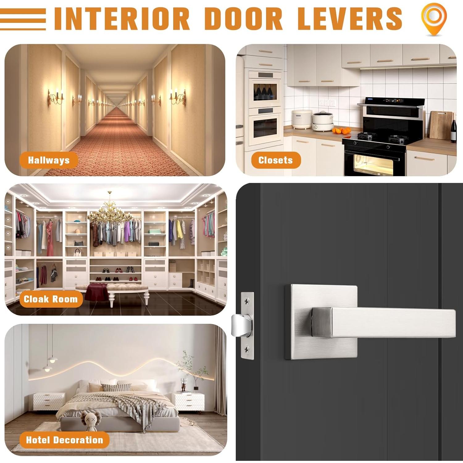 Juego de manijas Probrico sin llave 6 paquetes níquel cepillado