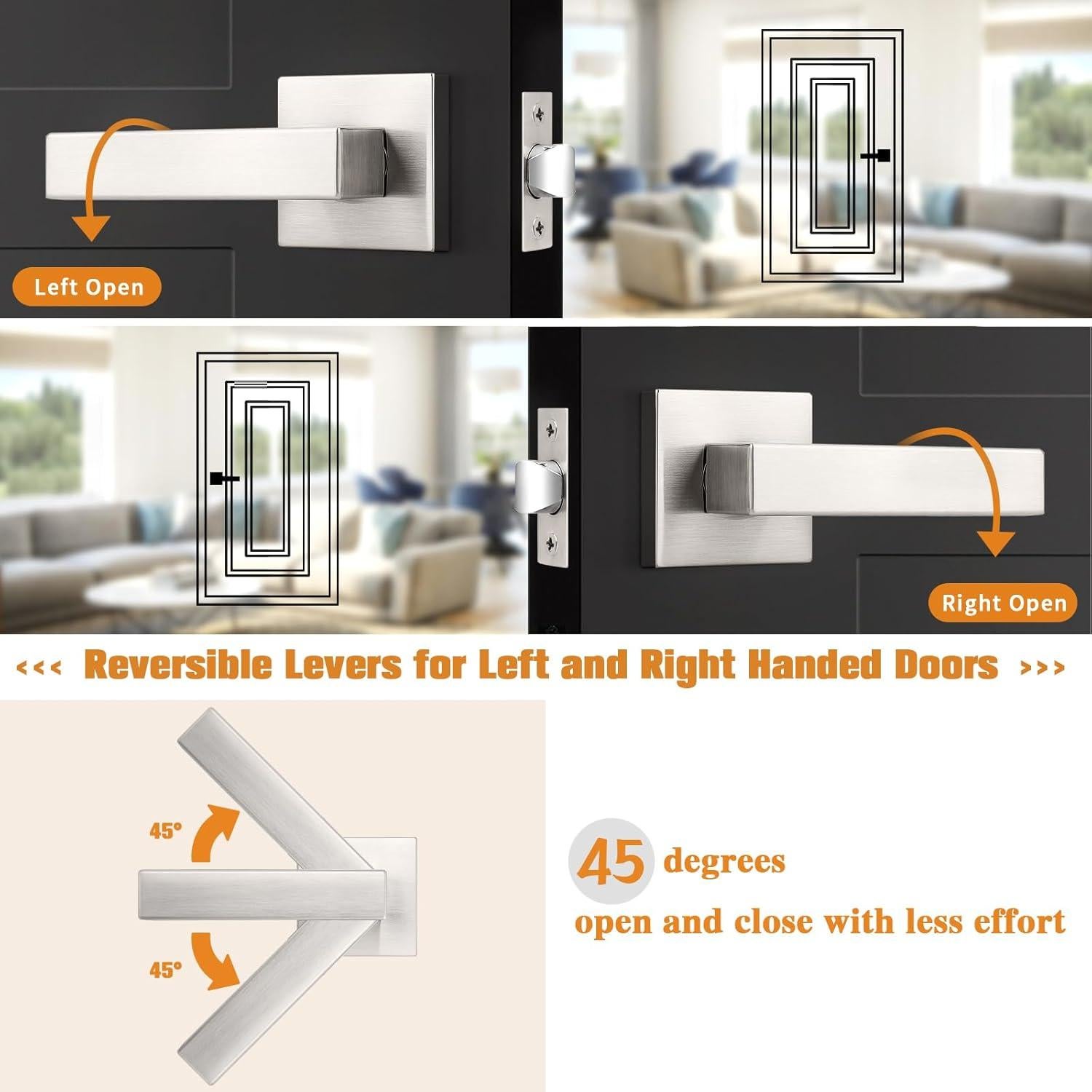 Juego de manijas Probrico sin llave 6 paquetes níquel cepillado