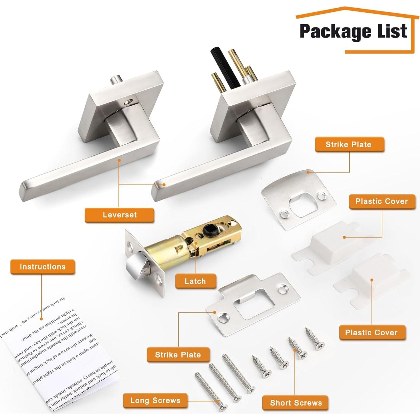 Juego de manijas Probrico sin llave 6 paquetes níquel cepillado