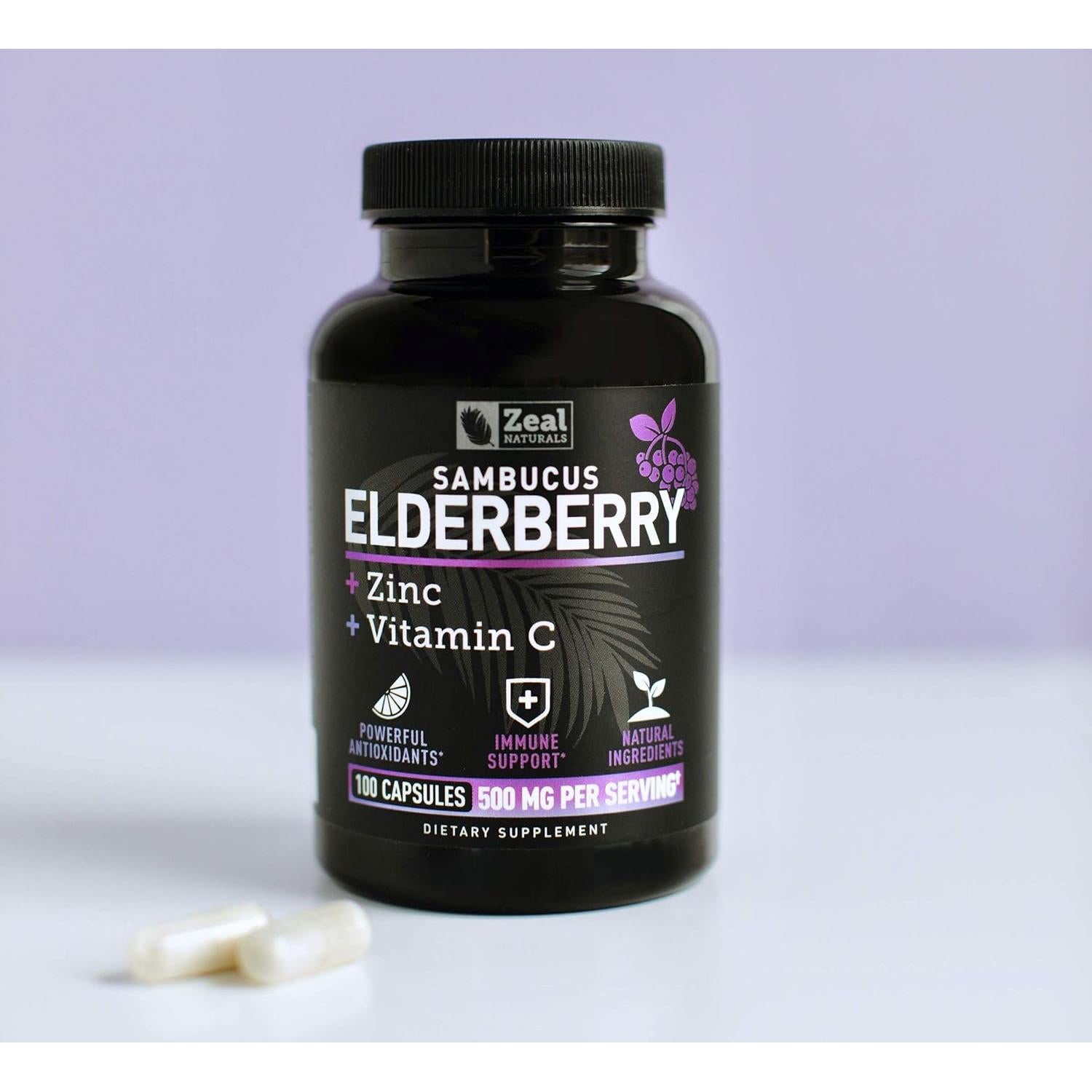 Cápsulas de Saúco Zeal Naturals 500mg + Zinc + Vitamina C