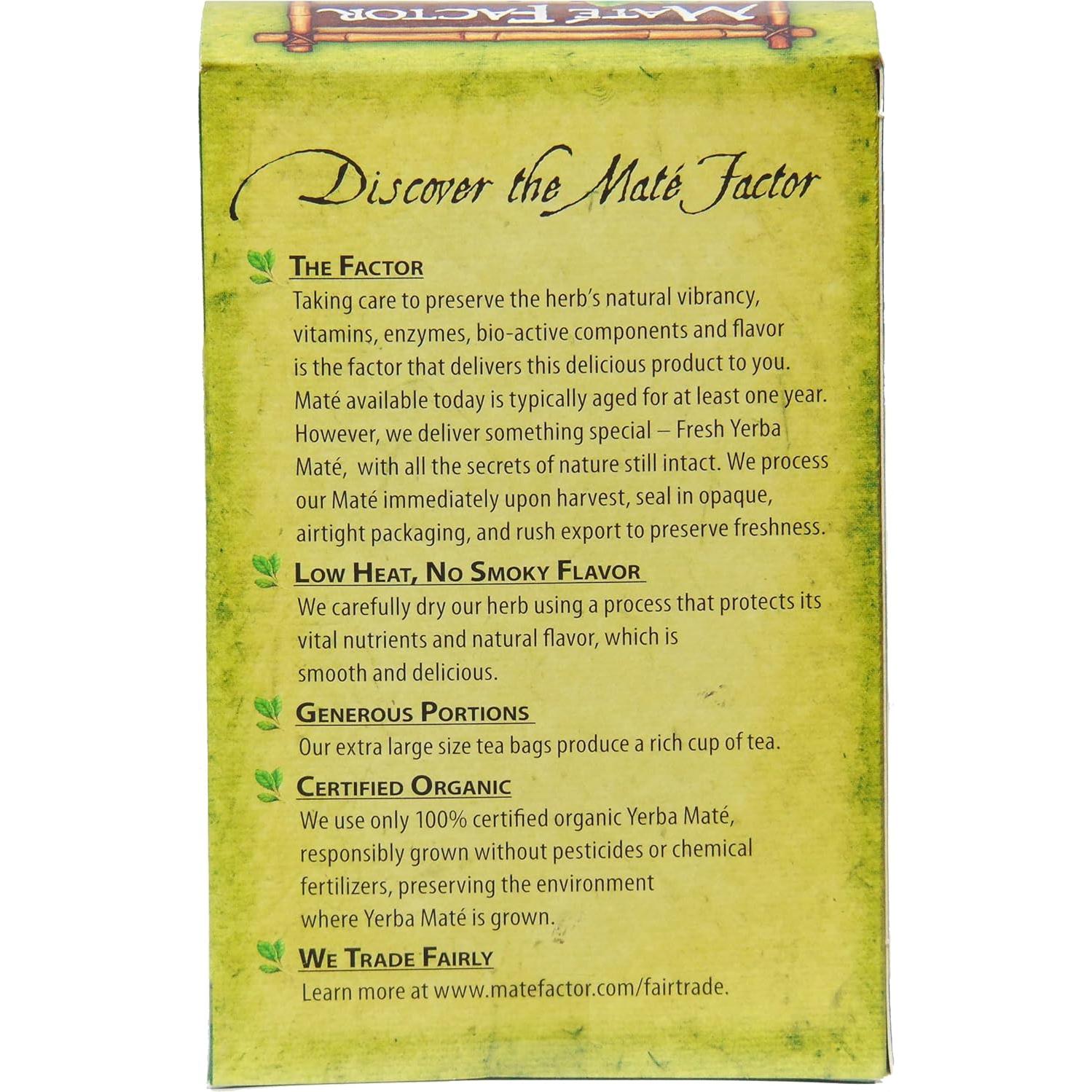 Yerba Mate Orgánica The Mate Factor - Té Energizante 24 Bolsas