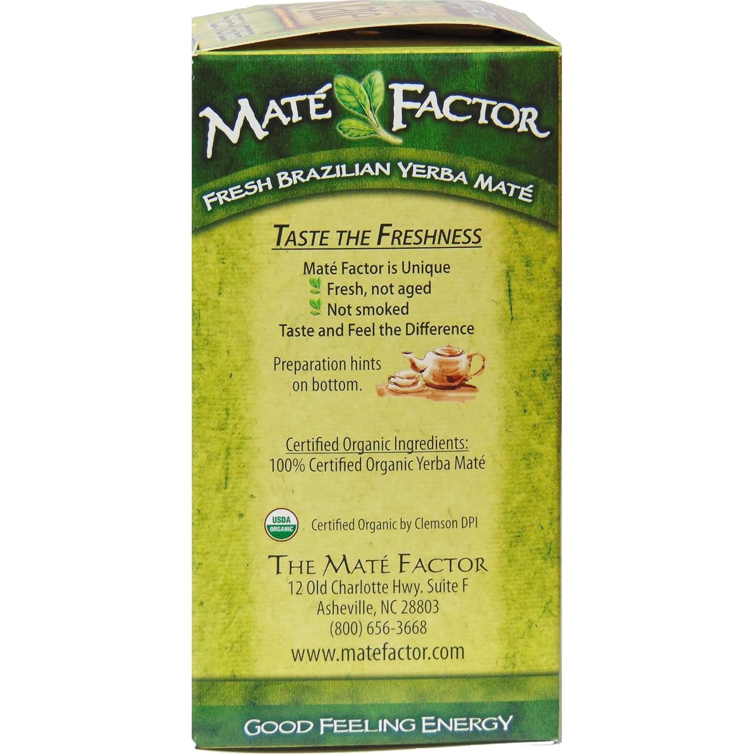 Yerba Mate Orgánica The Mate Factor - Té Energizante 24 Bolsas