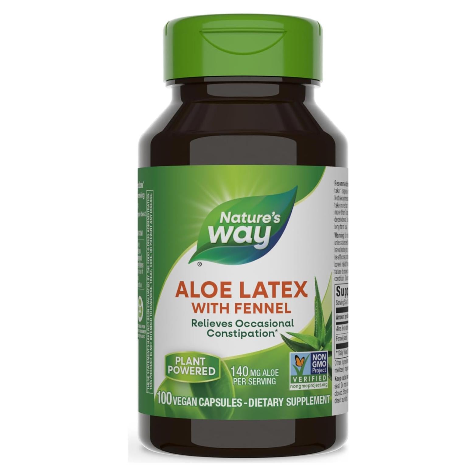 Aloe Latex Nature's Way con Hinojo 100 Cápsulas Veganas