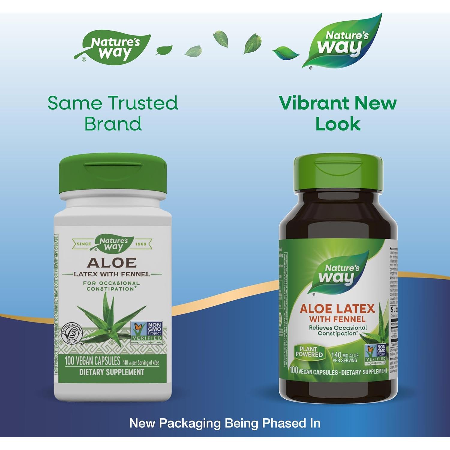 Aloe Latex Nature's Way con Hinojo 100 Cápsulas Veganas