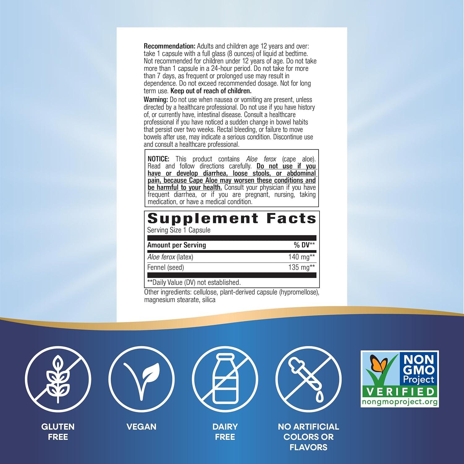 Aloe Latex Nature's Way con Hinojo 100 Cápsulas Veganas