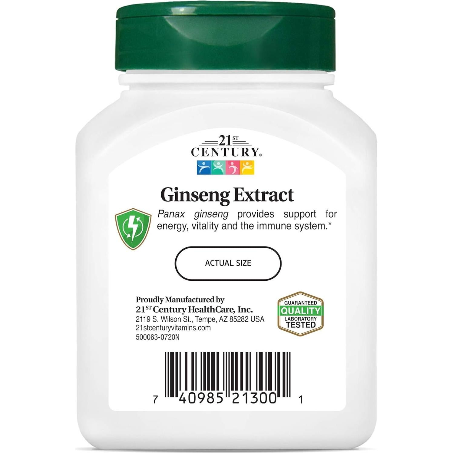 Extracto de Ginseng 21st Century Cápsulas Veganas 60 Unidades