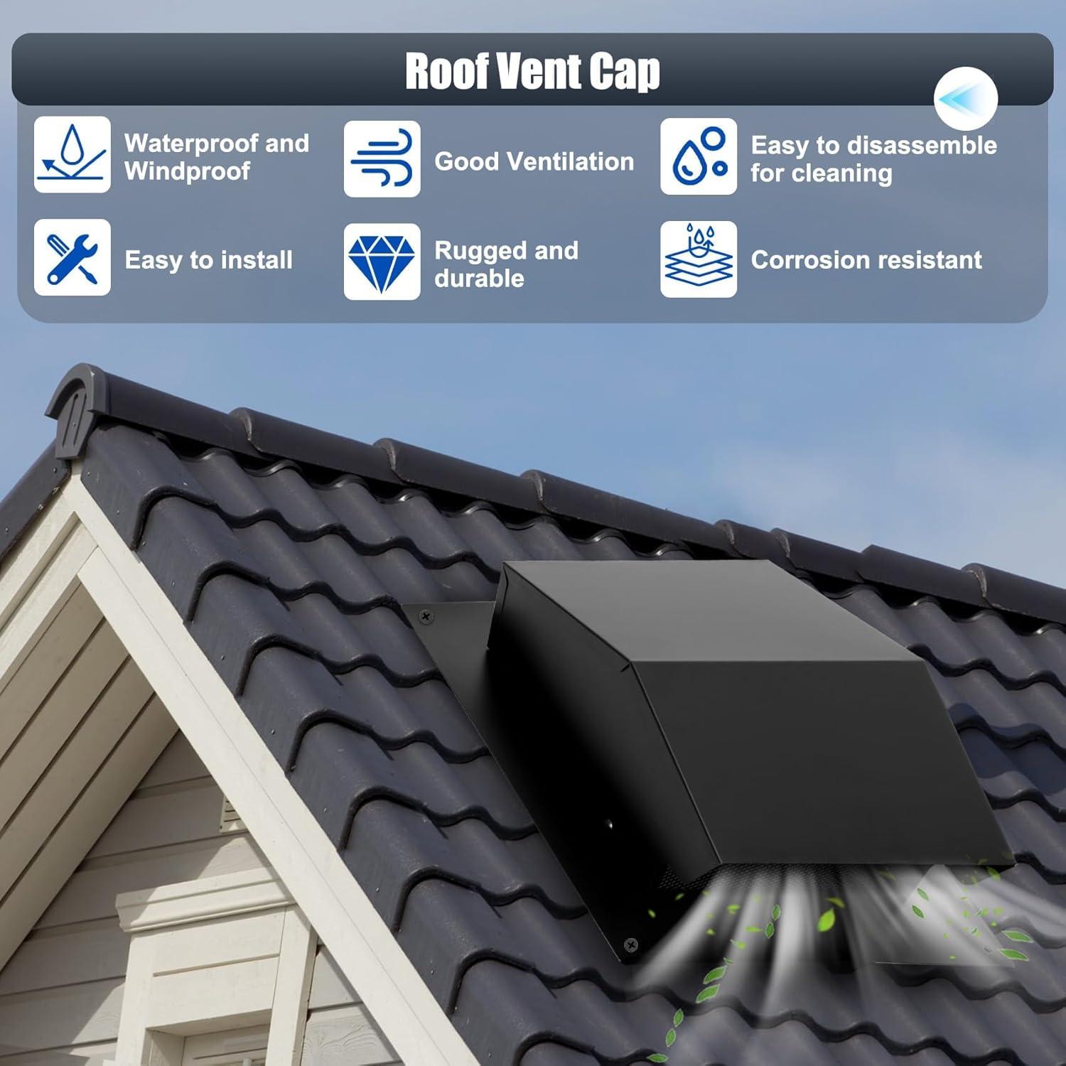 Tapa de Ventilación de Techo 4" Topfurn, Acero Inoxidable, Negro