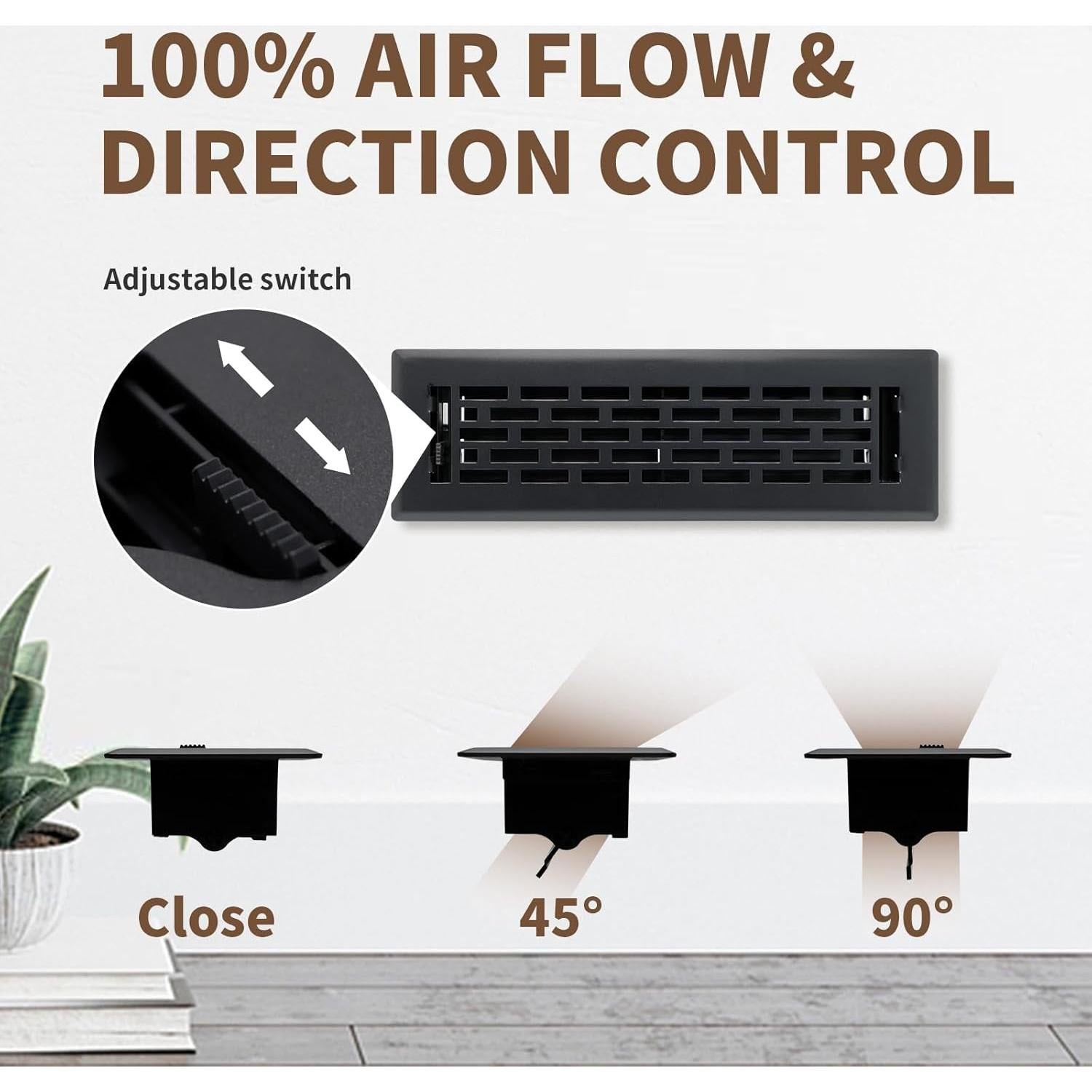 Rejillas de Piso Ajustables SANYCASA 5x25cm Acero Negro Mate