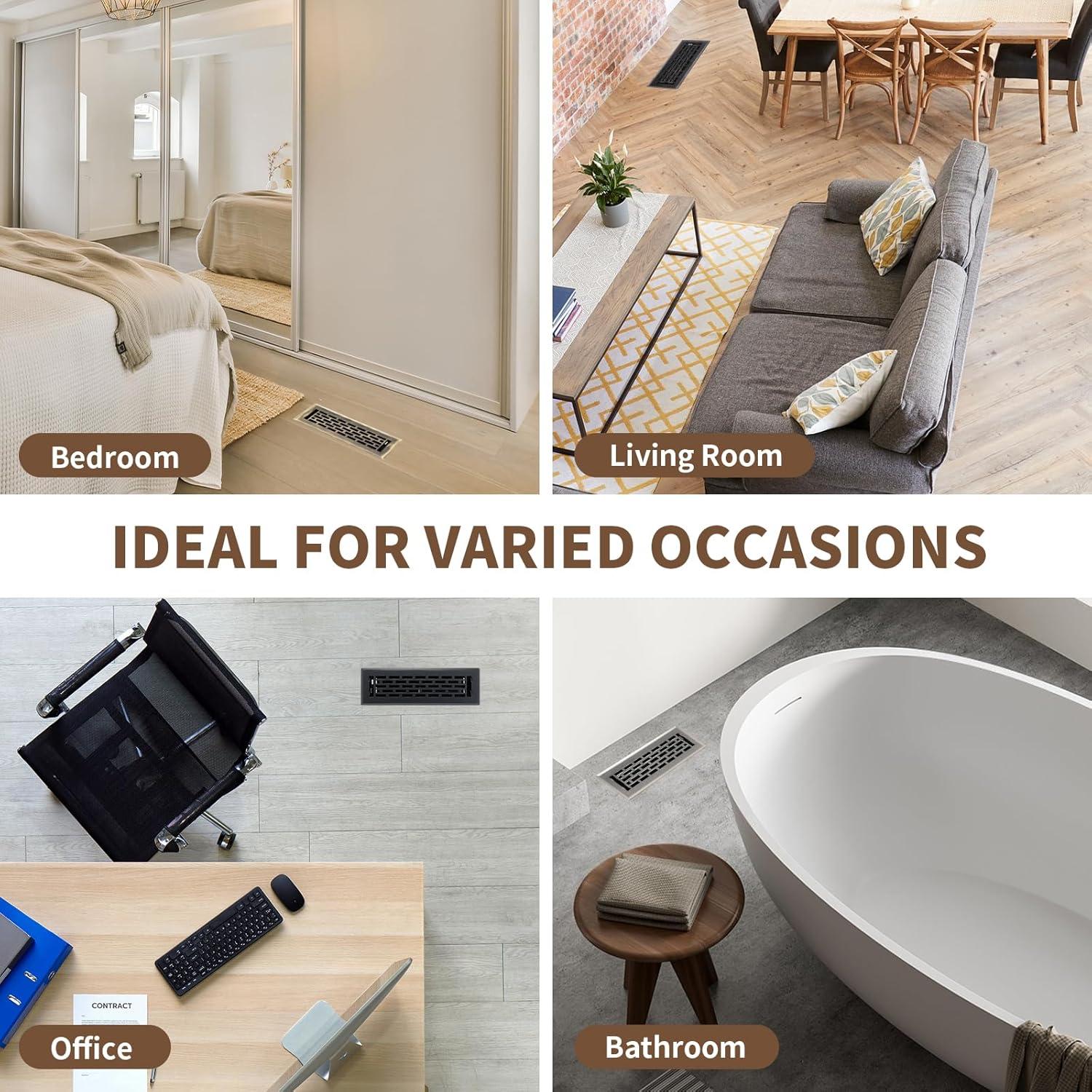 Rejillas de Piso Ajustables SANYCASA 5x25cm Acero Negro Mate