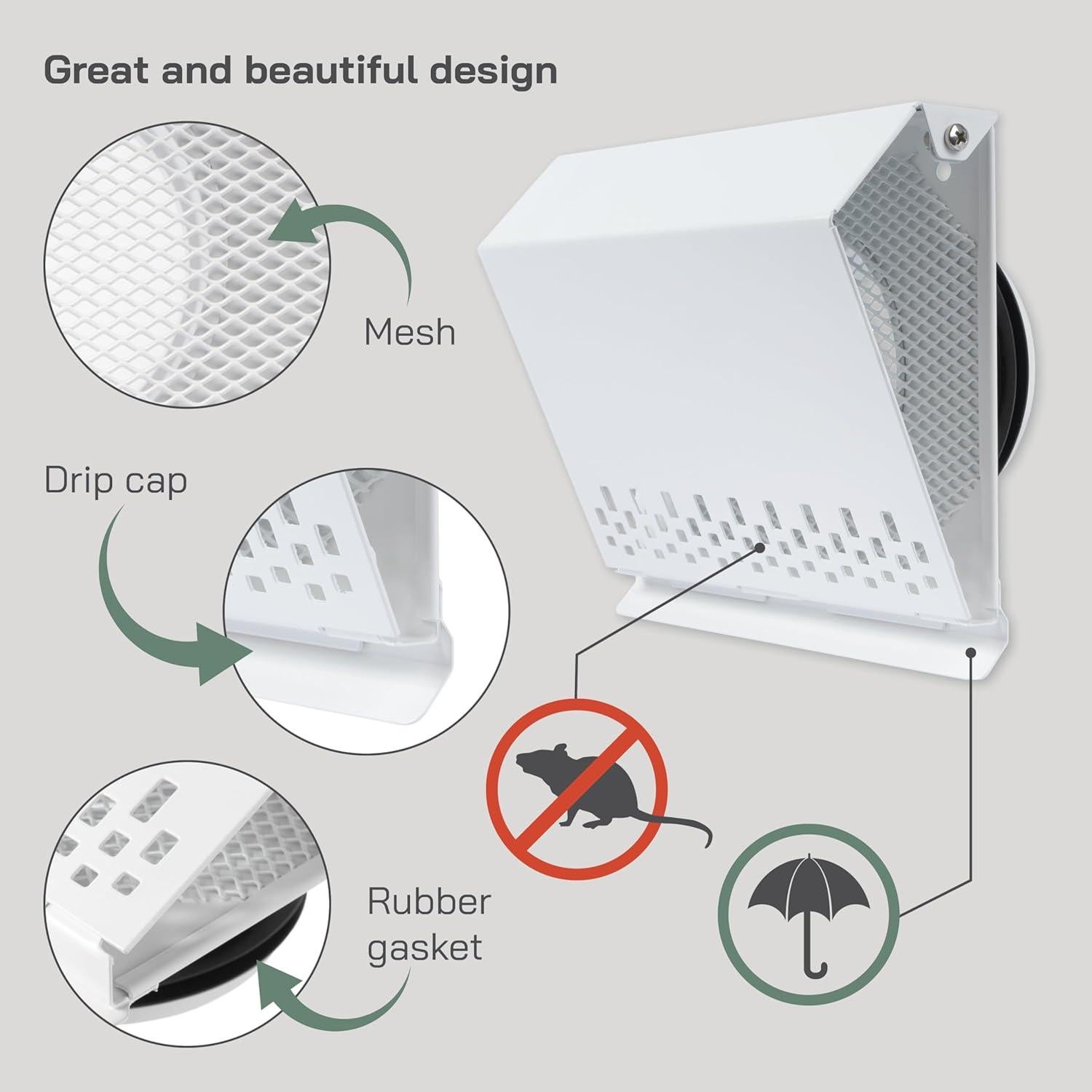 Cubierta de Ventilación 10 cm Vent Systems Acero Galvanizado Blanco