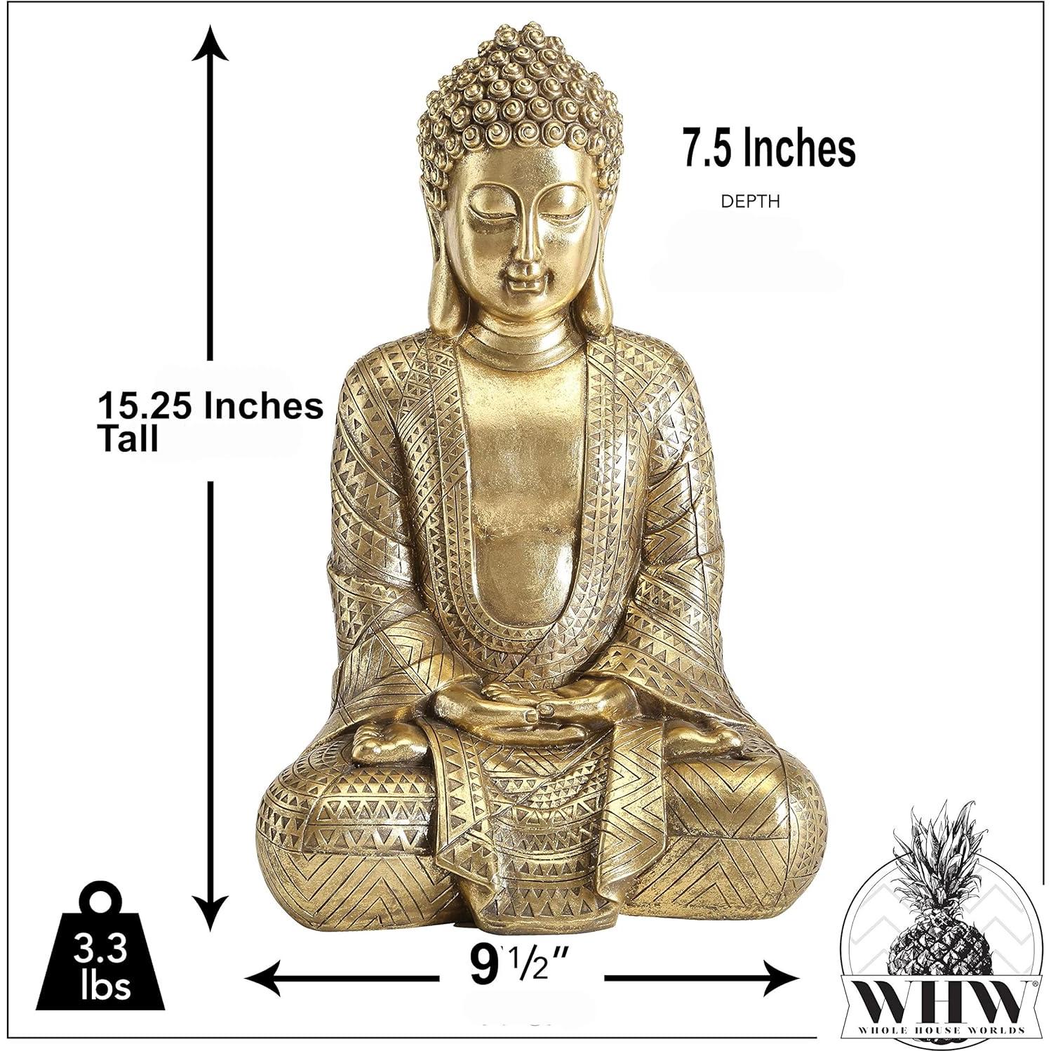Estatua Buda Padmasana 38.7 cm Dorado WHW Whole House Worlds