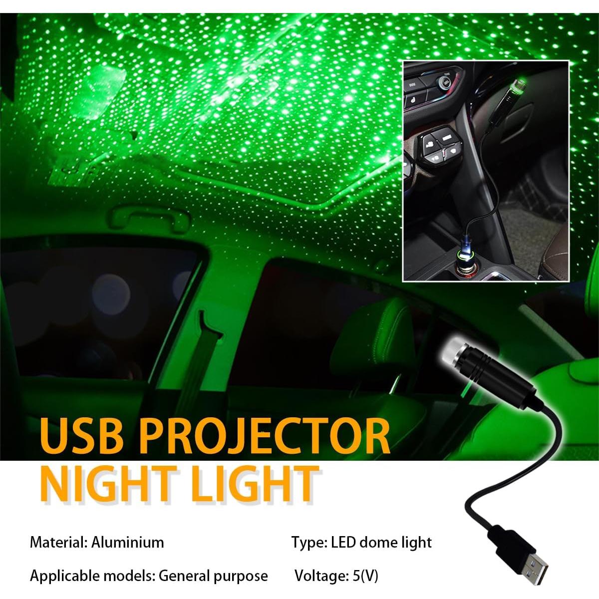 Proyector USB Luz Nocturna Suvnie Verde para Interior de Auto