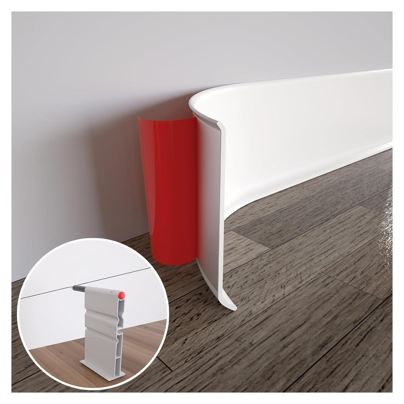 Moldura de Zócalo Flexible COUKIU 3x6.1m Autoadhesiva Blanca