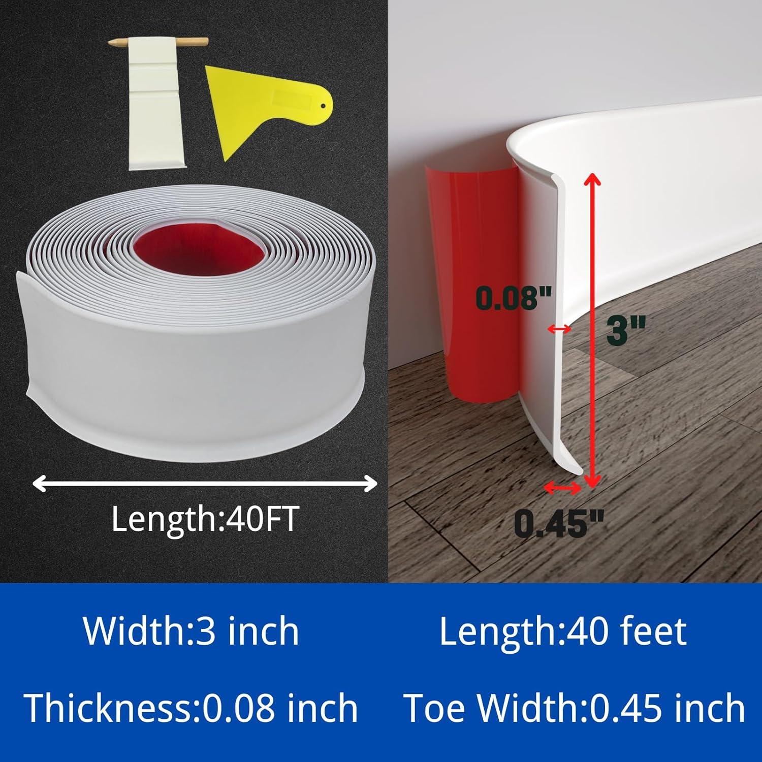 Moldura de Zócalo Flexible COUKIU 3x6.1m Autoadhesiva Blanca