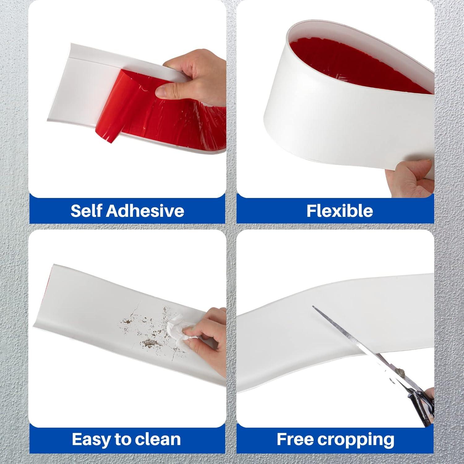 Moldura de Zócalo Flexible COUKIU 3x6.1m Autoadhesiva Blanca