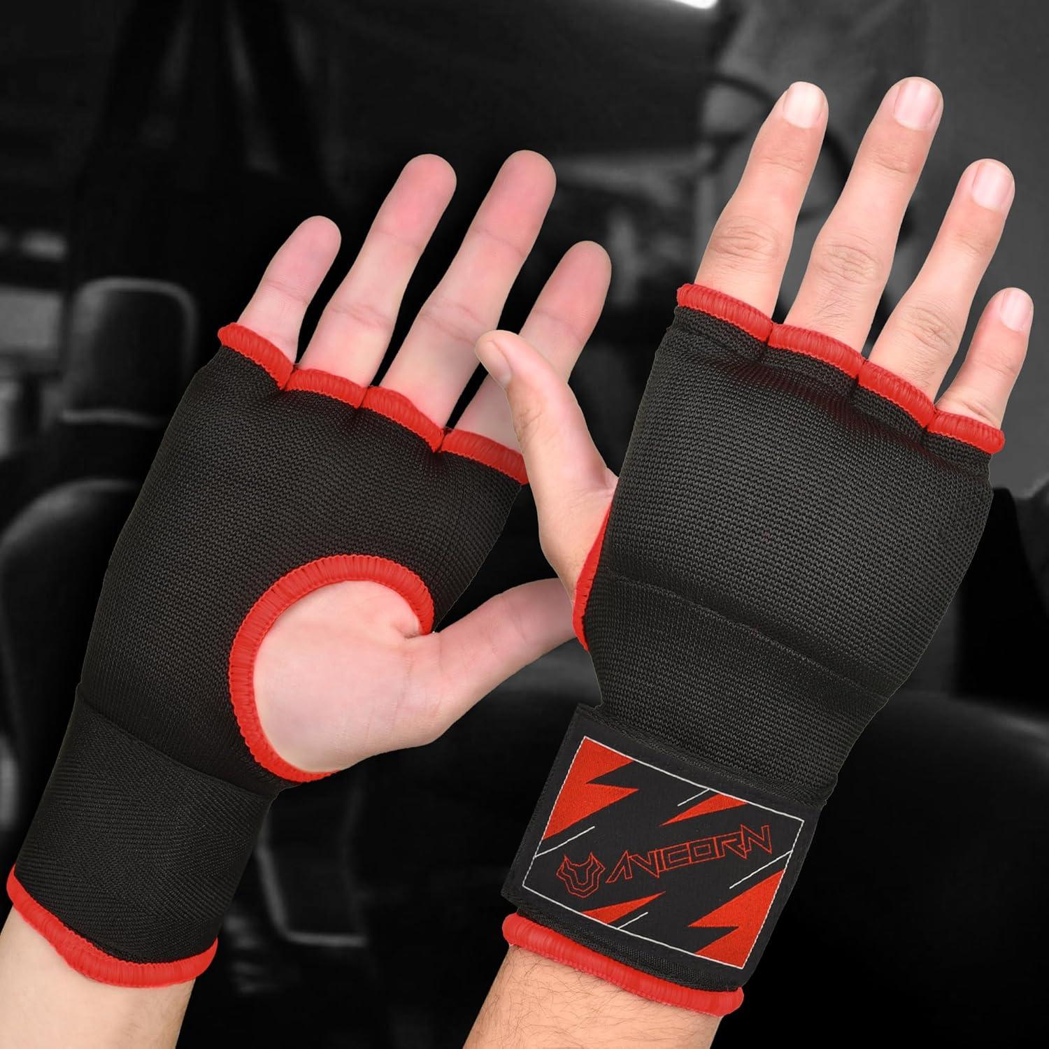 Guantes de Boxeo Niños AVICORN QuickWraps X-Pequeño Negro/Rojo