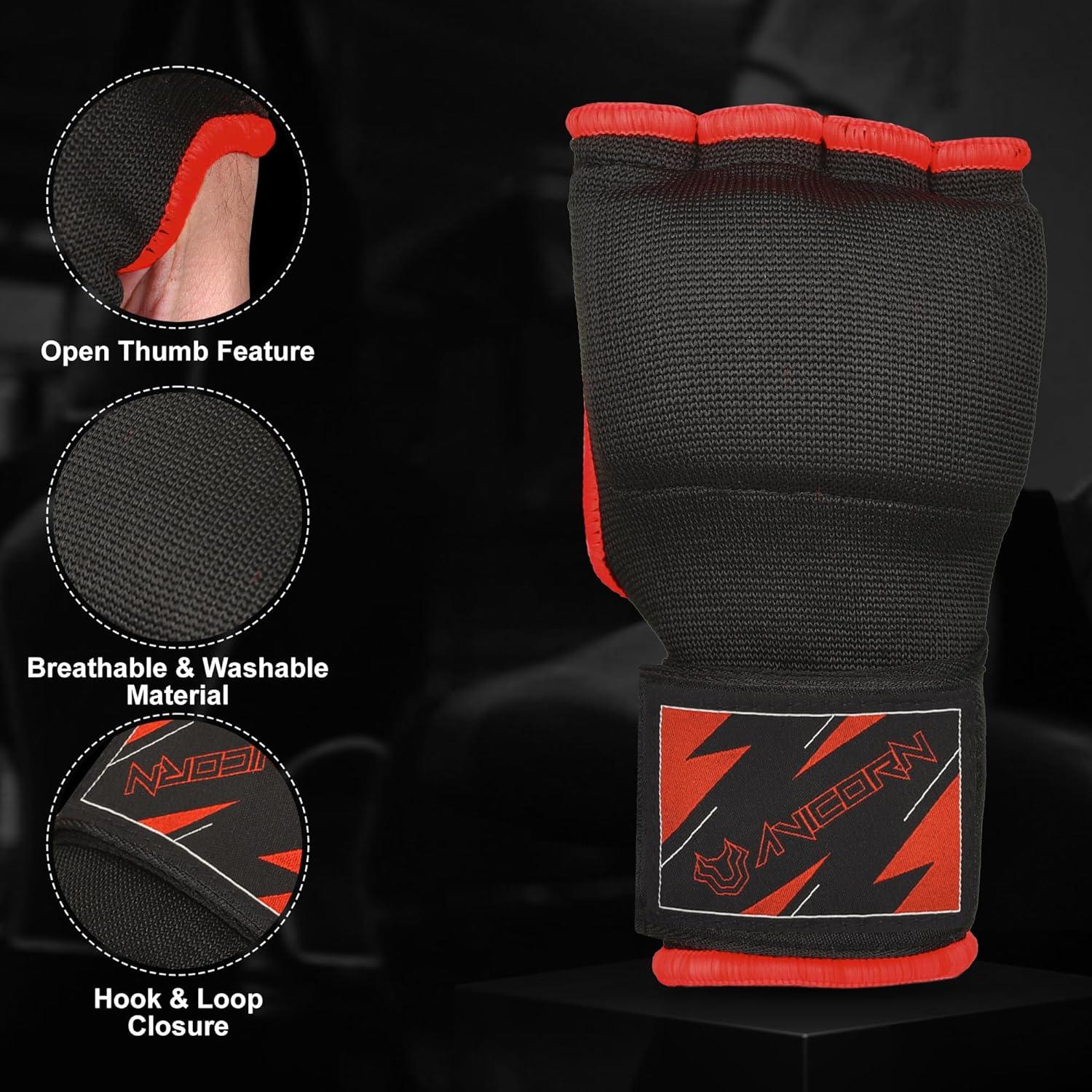 Guantes de Boxeo Niños AVICORN QuickWraps X-Pequeño Negro/Rojo