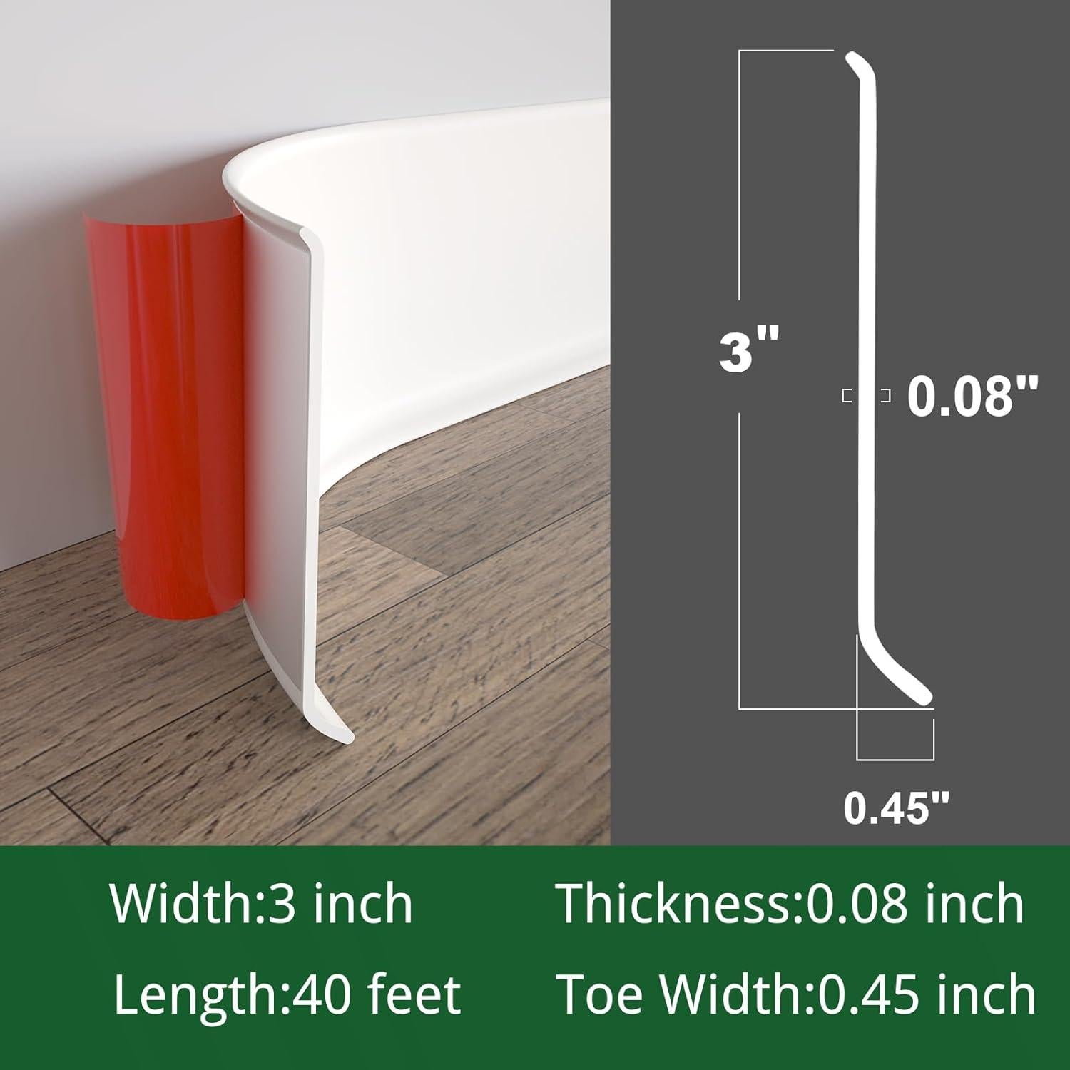 Moldura de Zócalo Flexible Autoadhesiva GAMZAU 3x12m Blanco