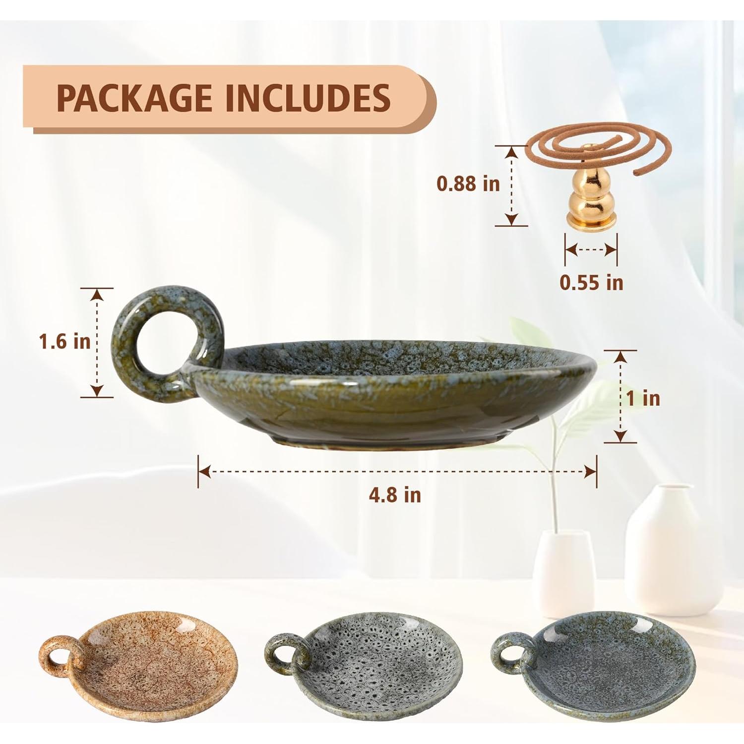 Soporte de Palo Santo 3 en 1 MKLZ Cerámica Gris Azul