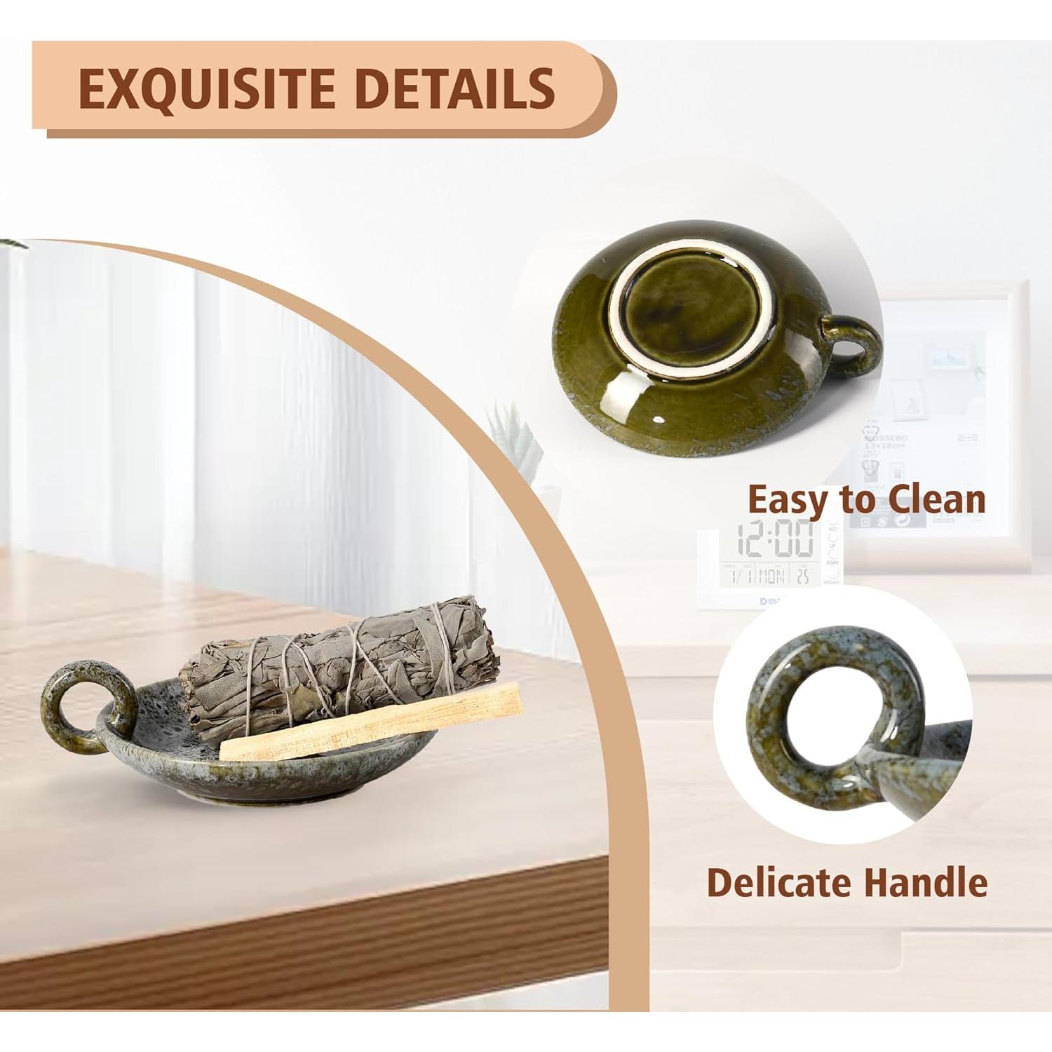 Soporte de Palo Santo 3 en 1 MKLZ Cerámica Gris Azul