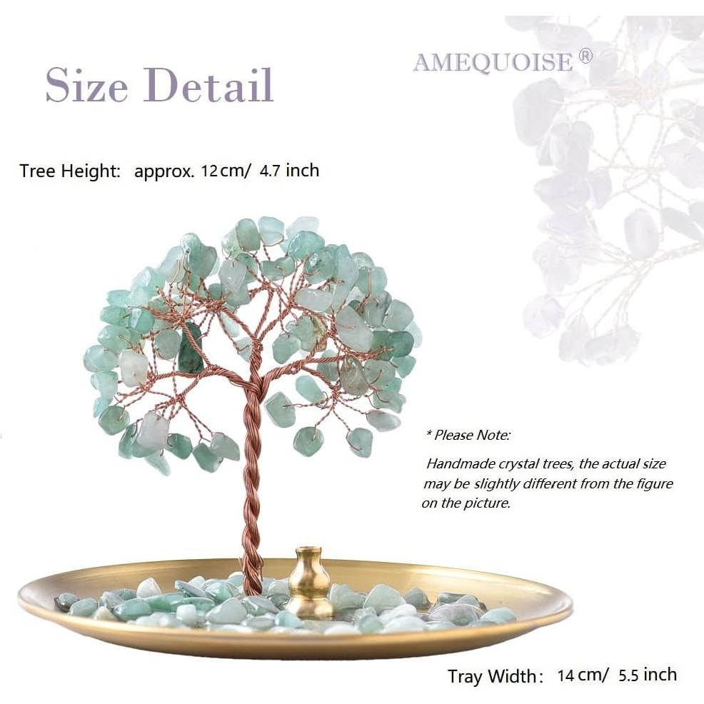 Soporte de Incienso U/D de Cristal Sanador Verde 12 cm