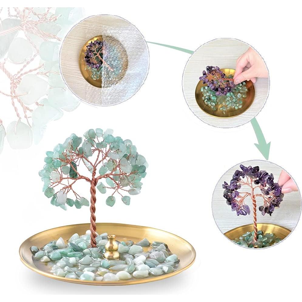 Soporte de Incienso U/D de Cristal Sanador Verde 12 cm