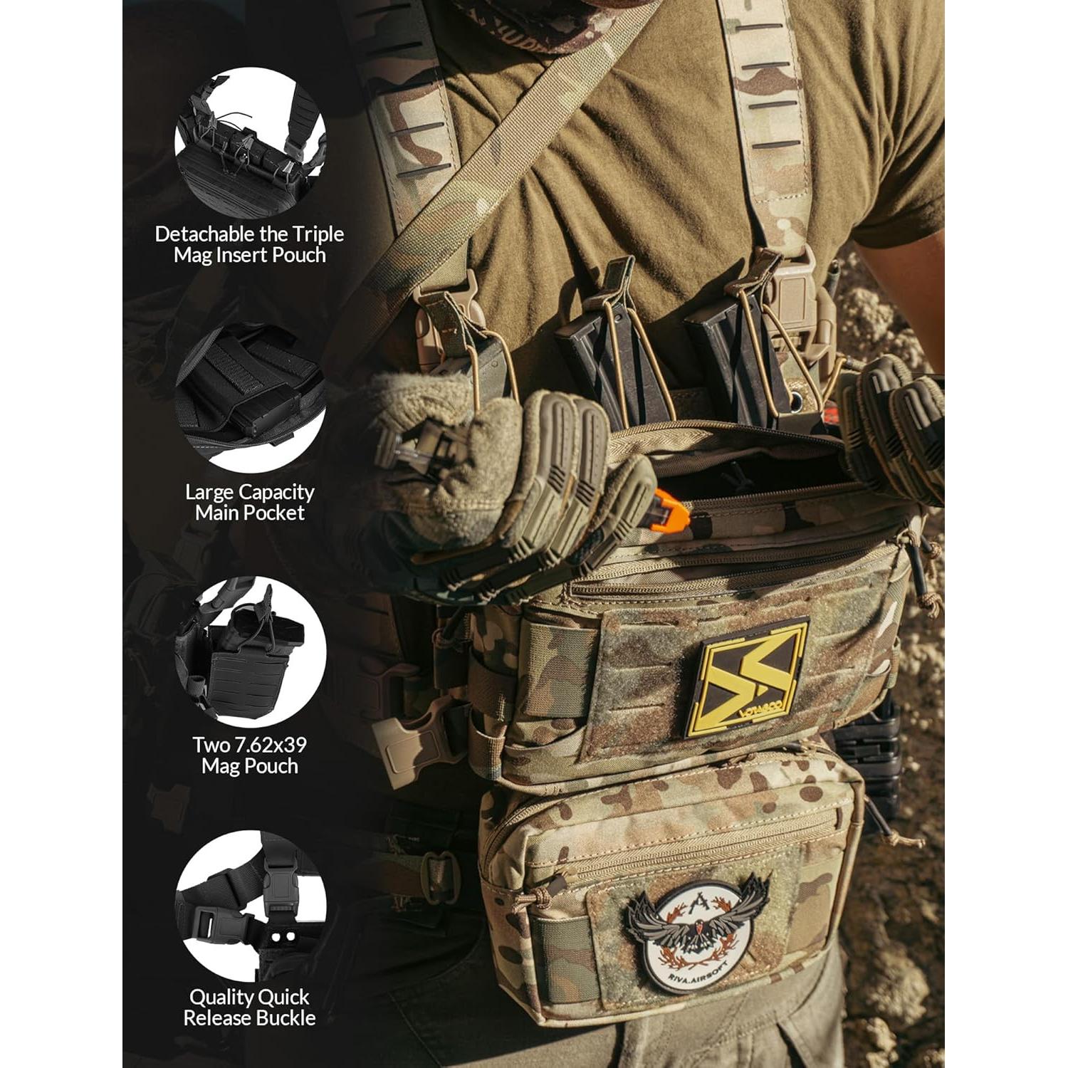 Arnés Táctico VOTAGOO Modular Ajustable con Bolsa Revistas 5.56/7.62