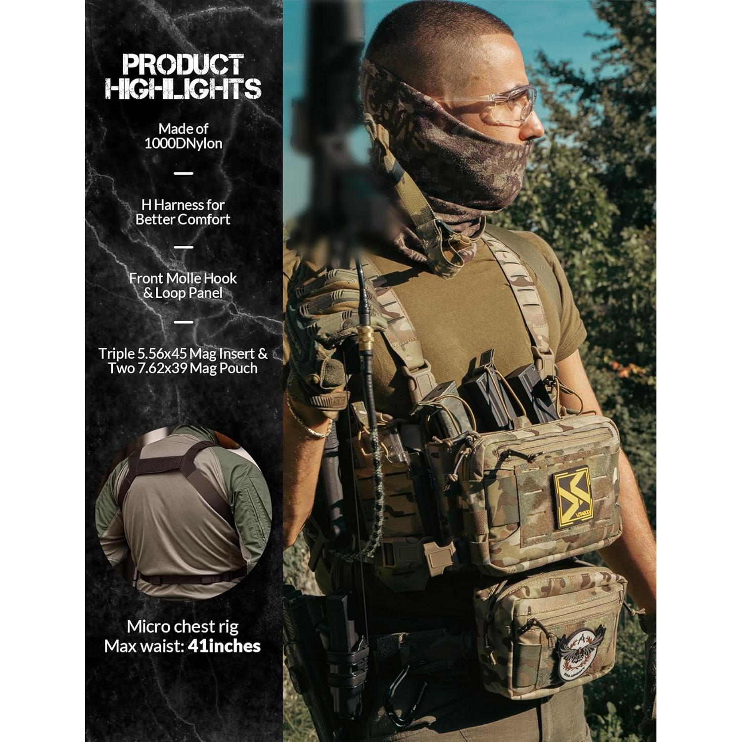 Arnés Táctico VOTAGOO Modular Ajustable con Bolsa Revistas 5.56/7.62