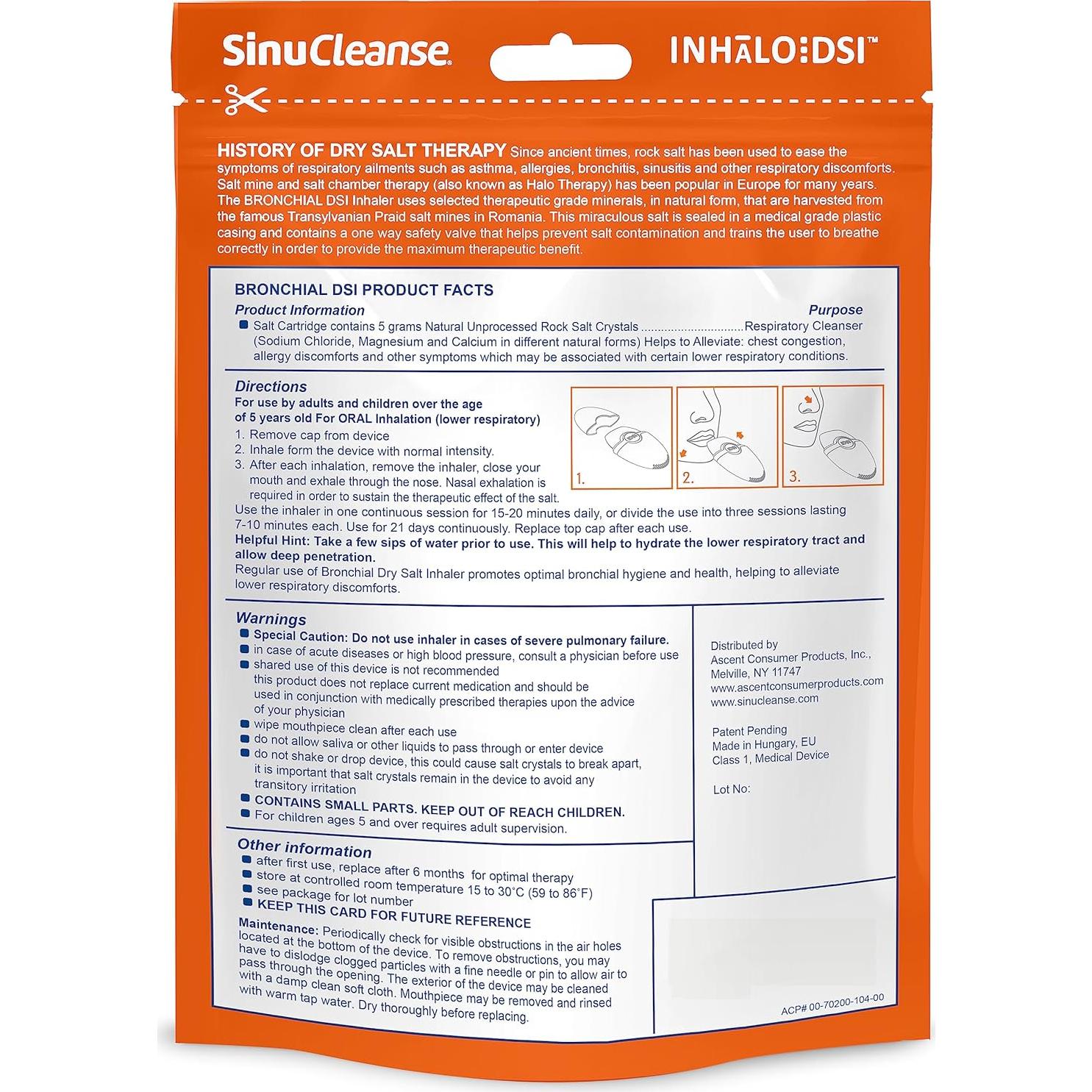 Inhalador de Sal Seca SinuCleanse 100% Natural 17.78cm