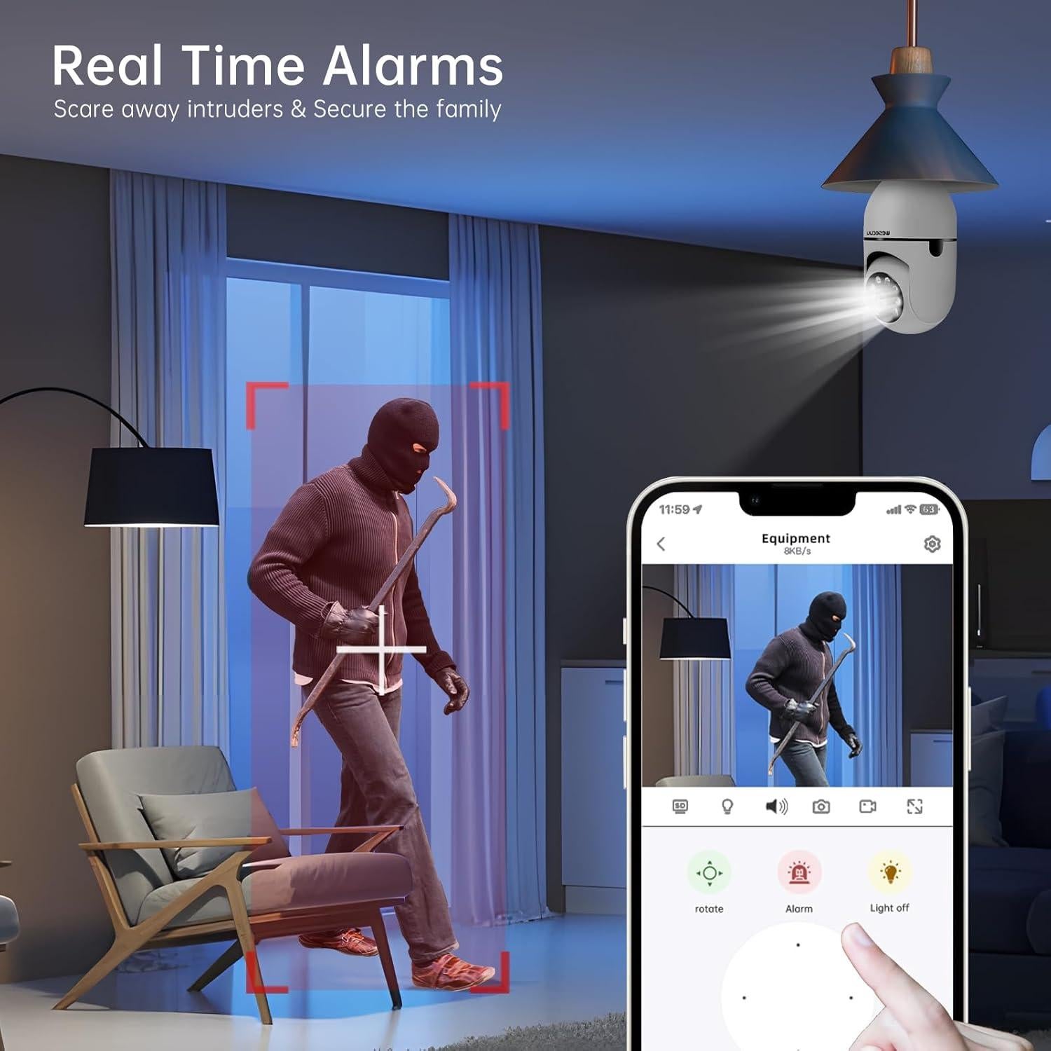 Cámara de Seguridad Bombilla WESECUU 2K WiFi 5G/2.4GHz