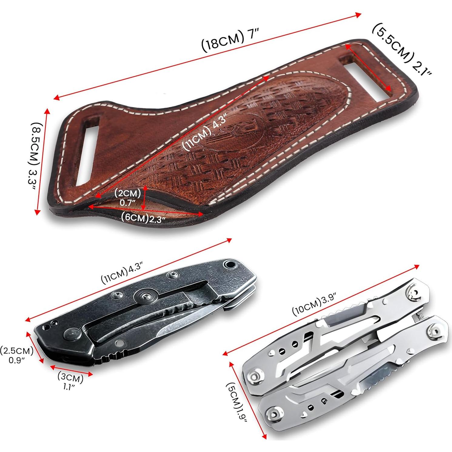 Funda de cuchillo de cuero RRAYS RSH para cinturón 4.32 cm