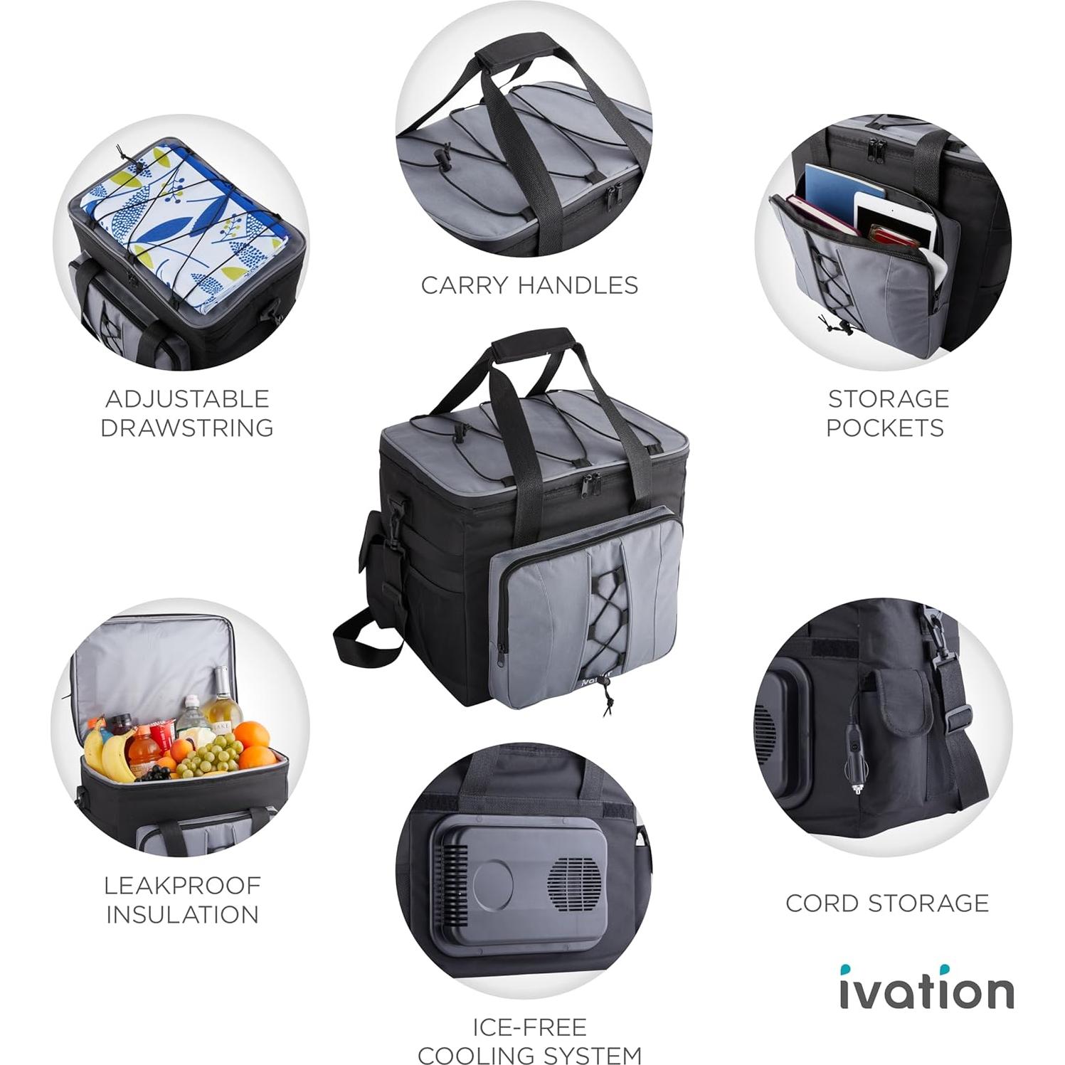 Bolsa Enfriador Eléctrico Ivation 18L Termoeléctrico Gris