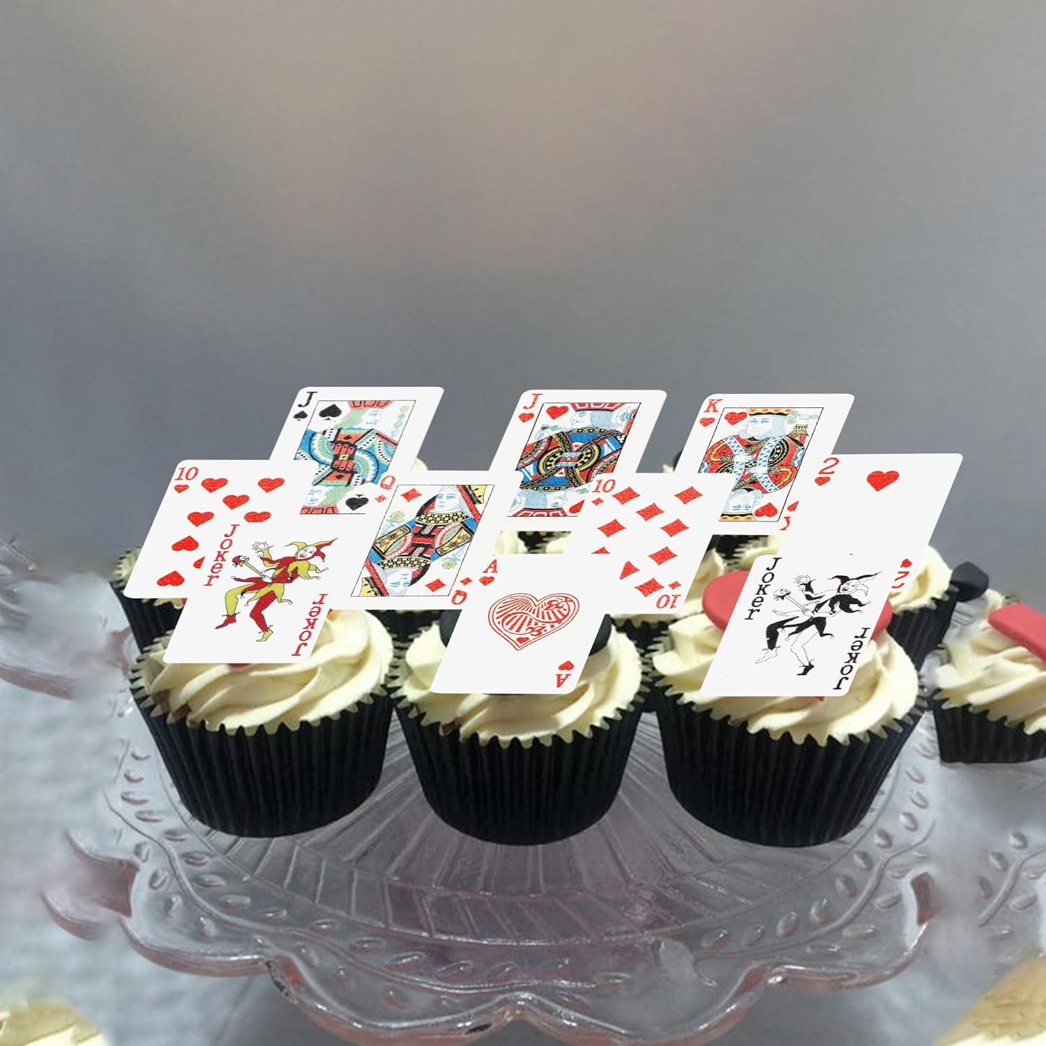 52 Decoraciones Comestibles para Cupcakes de Póker Rsstarxi