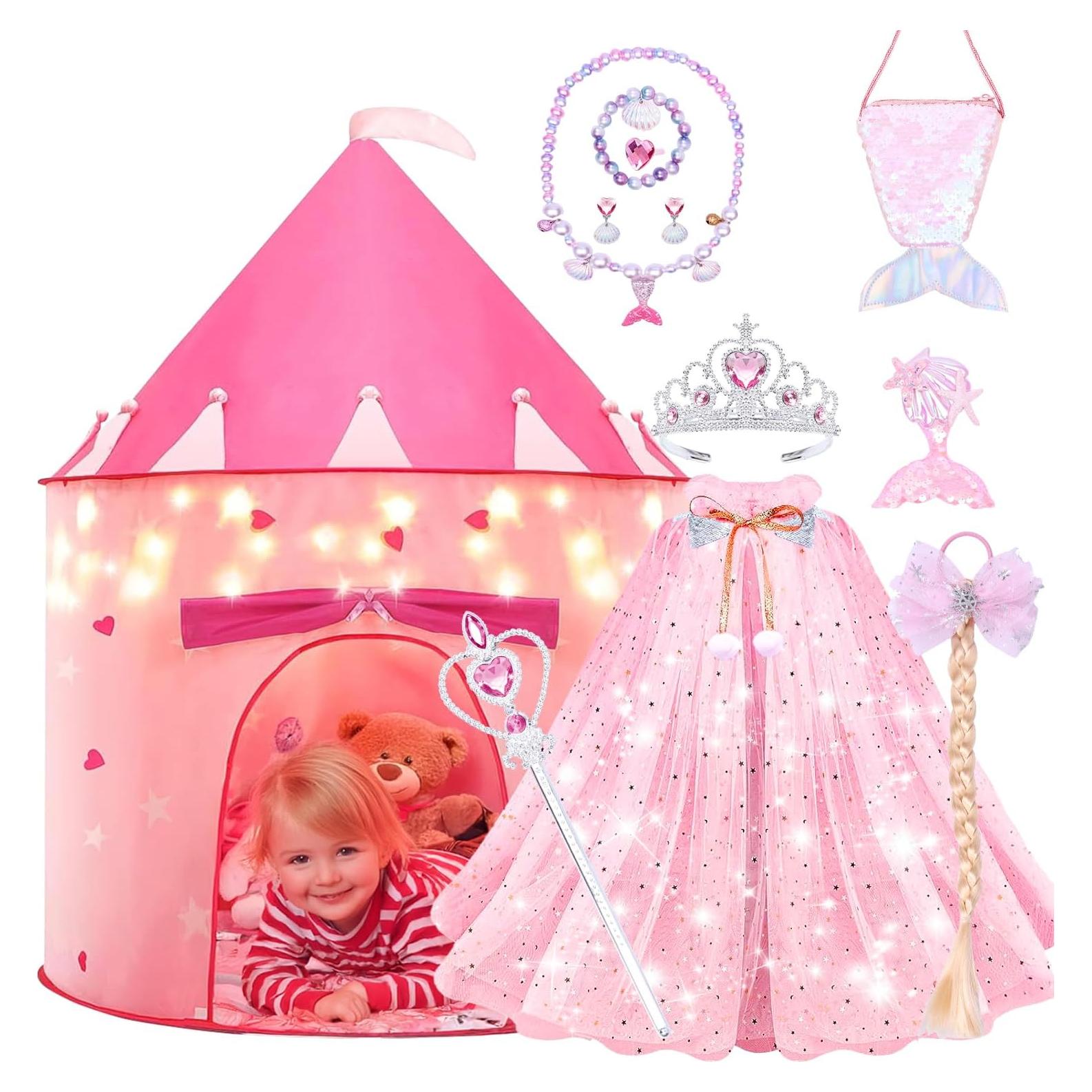 Tienda de Juego Castillo de Princesa LXDHSRTA Rosa 13 Piezas