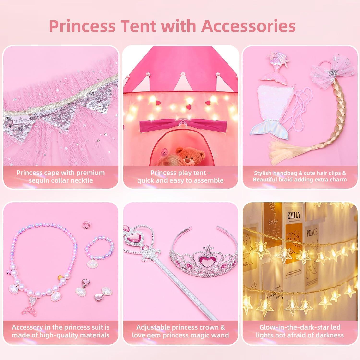 Tienda de Juego Castillo de Princesa LXDHSRTA Rosa 13 Piezas