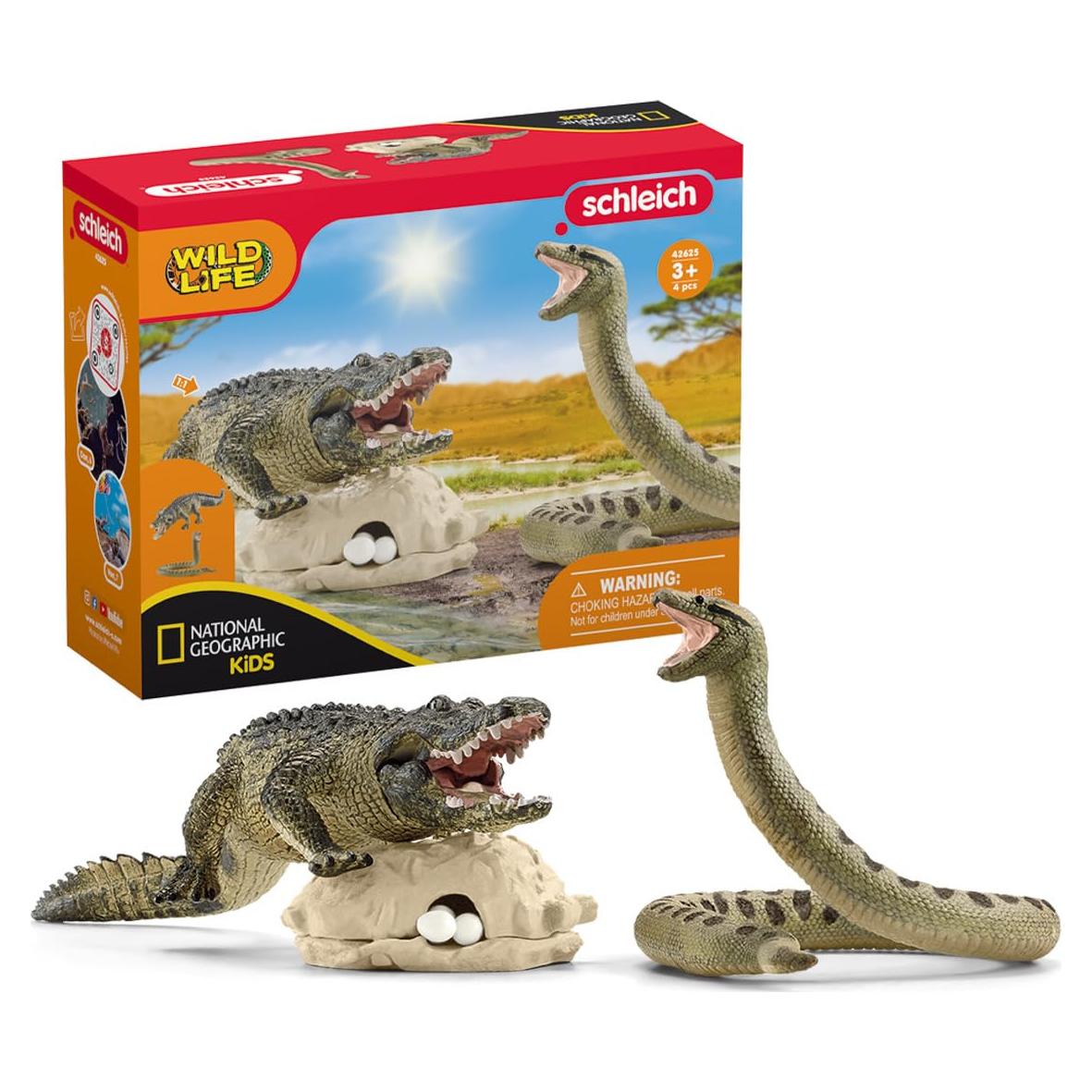Juego de Animales de Pantano Schleich 4 Piezas - Cocodrilo