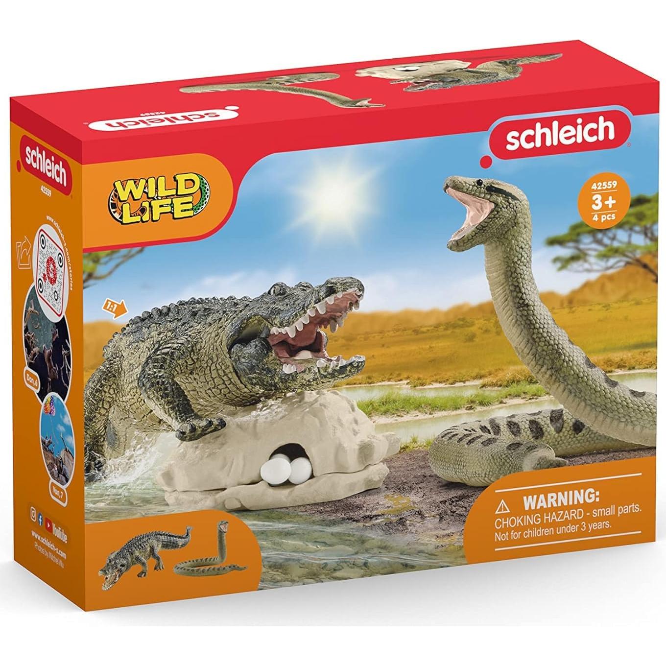 Juego de Animales de Pantano Schleich 4 Piezas - Cocodrilo
