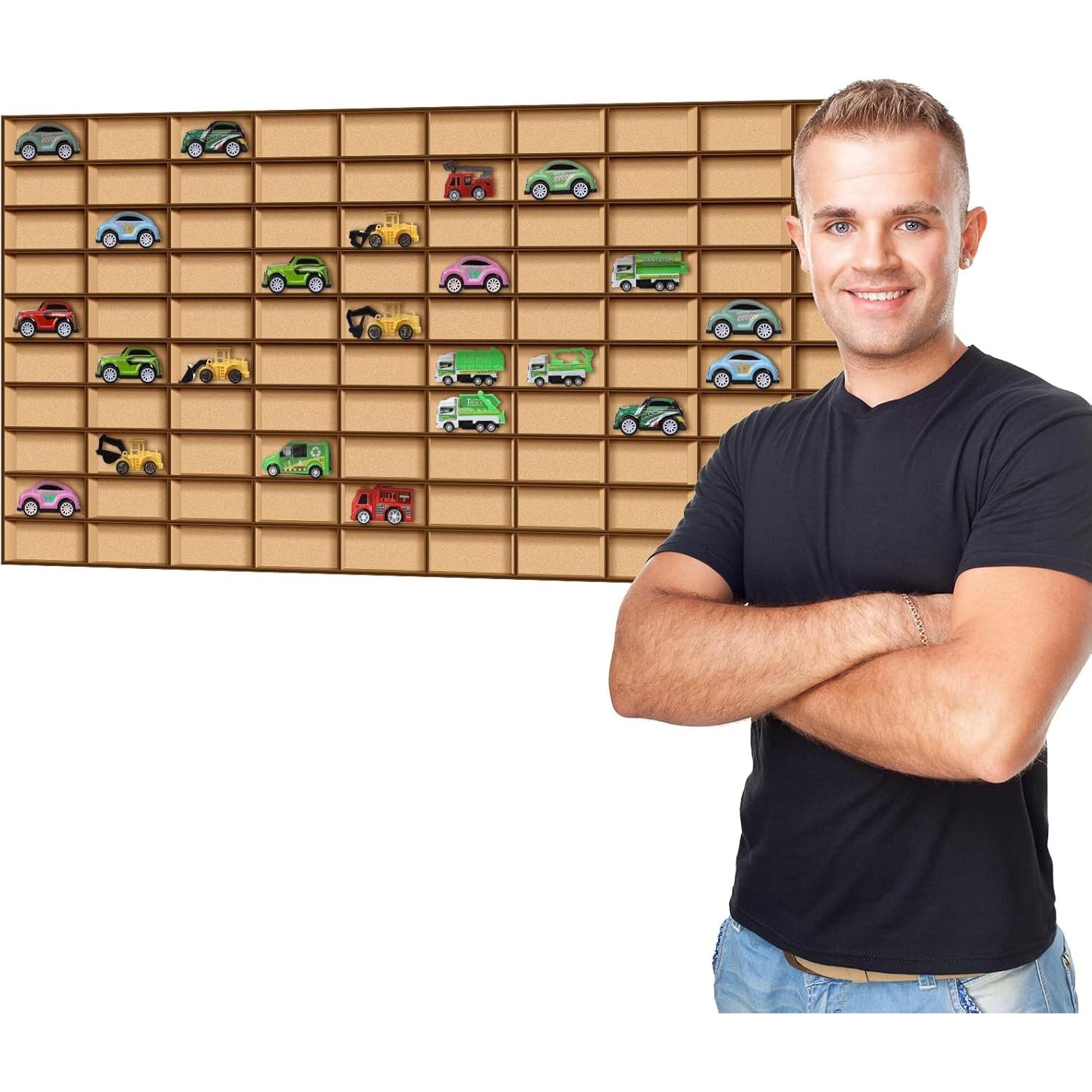 Estante de Madera Menkxi para 110 Autos de Juguete Montado en Pared