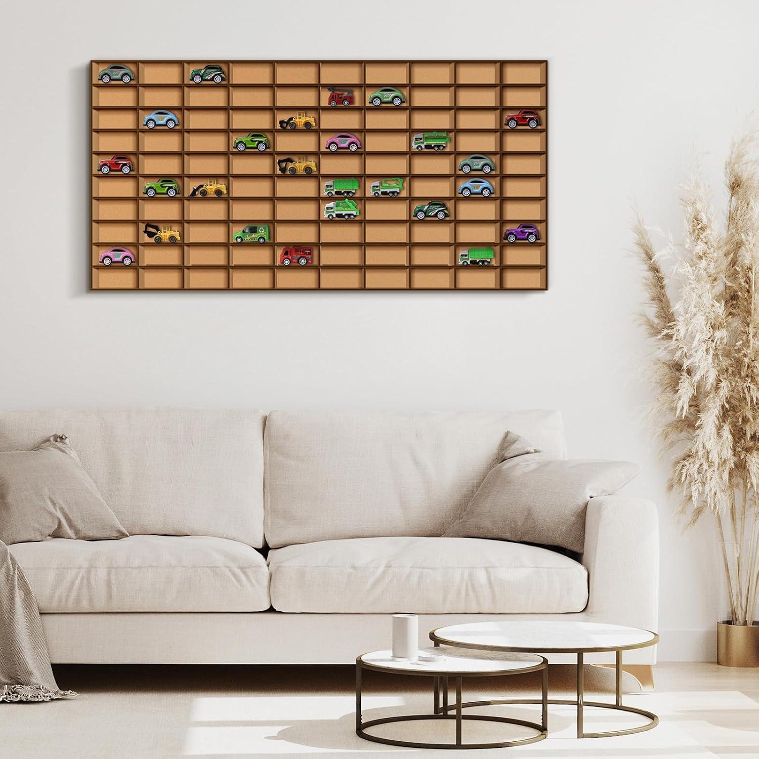 Estante de Madera Menkxi para 110 Autos de Juguete Montado en Pared