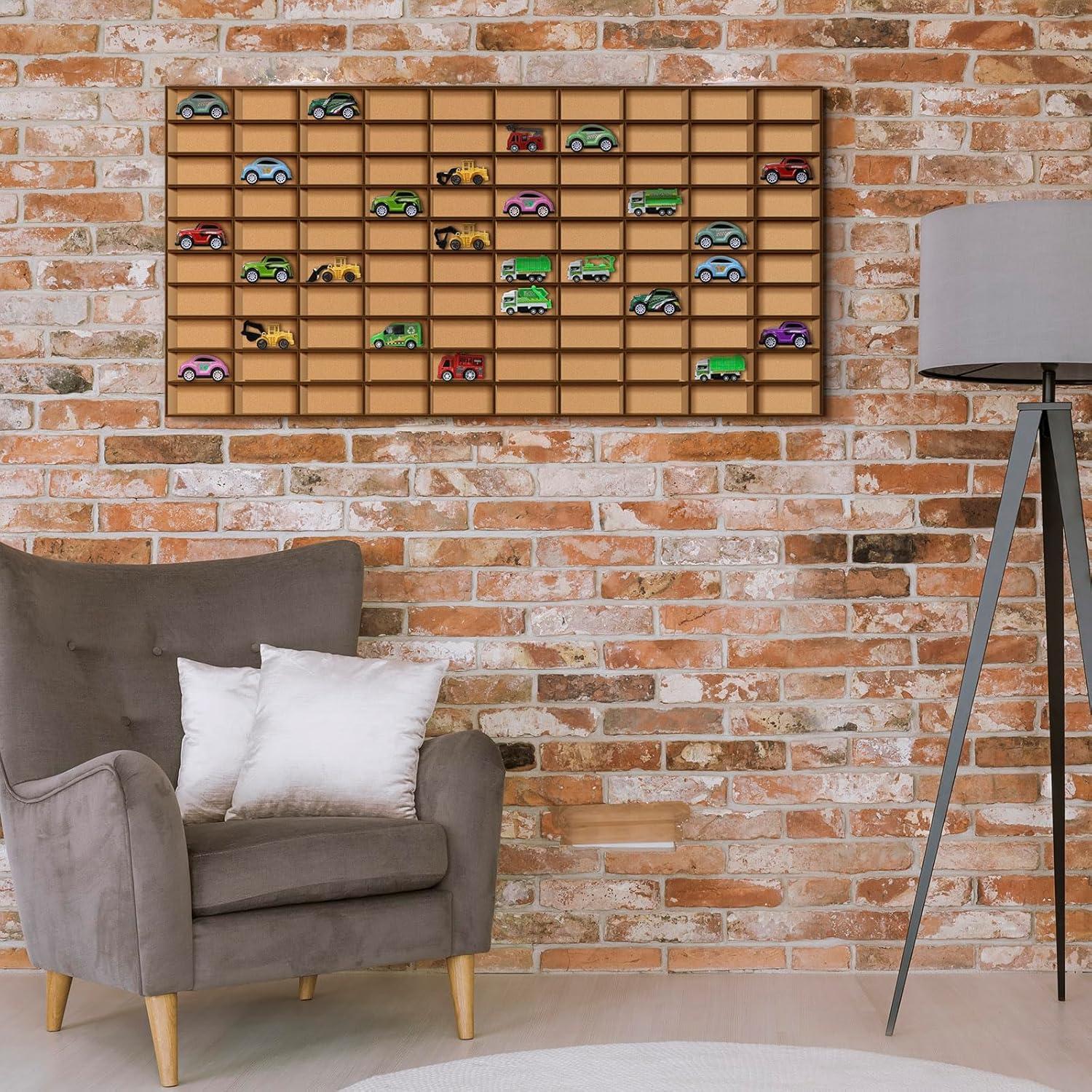 Estante de Madera Menkxi para 110 Autos de Juguete Montado en Pared