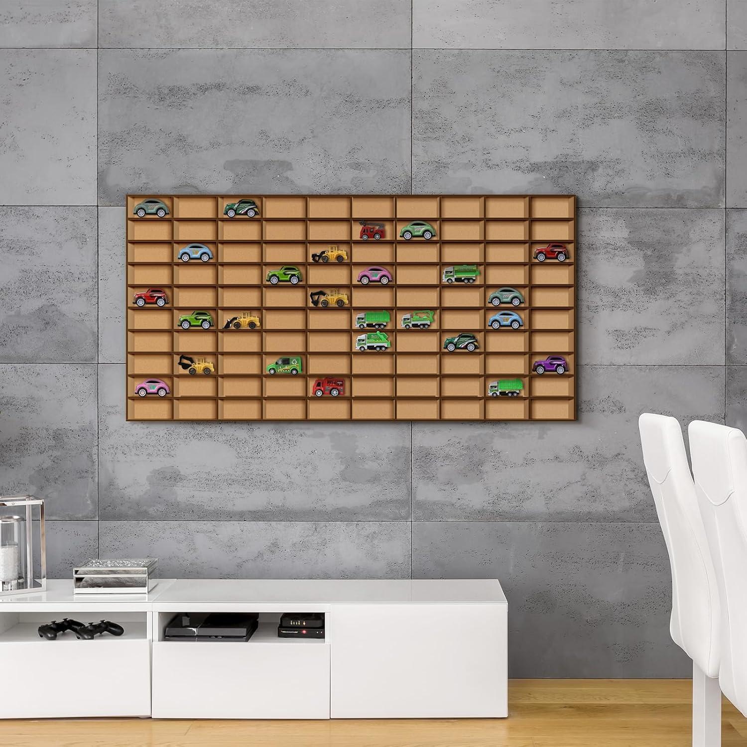 Estante de Madera Menkxi para 110 Autos de Juguete Montado en Pared