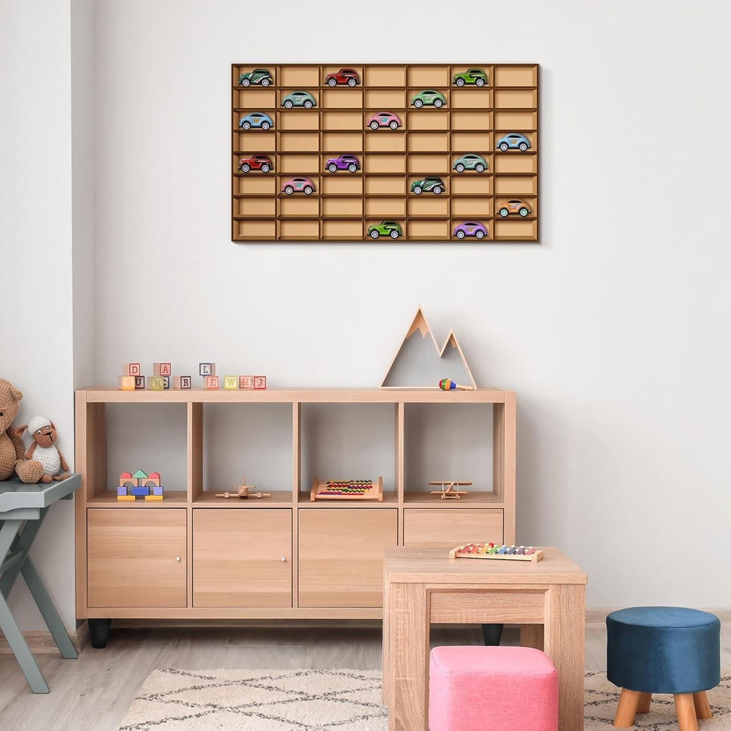 Estante de Madera Menkxi para 56 Autos de Juguete 62.5x35 cm