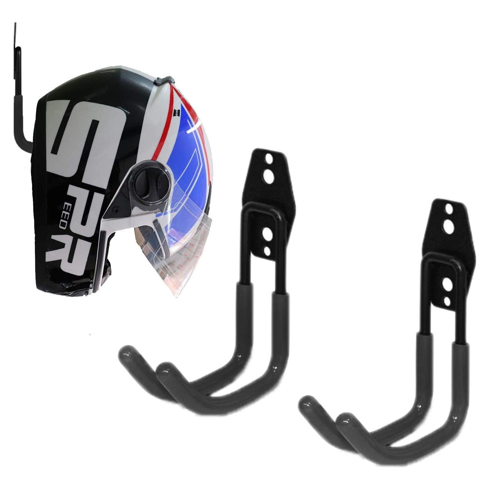 Soporte de Casco de Pared MC MOTOPARTS Negro x2 - Gancho Curvado